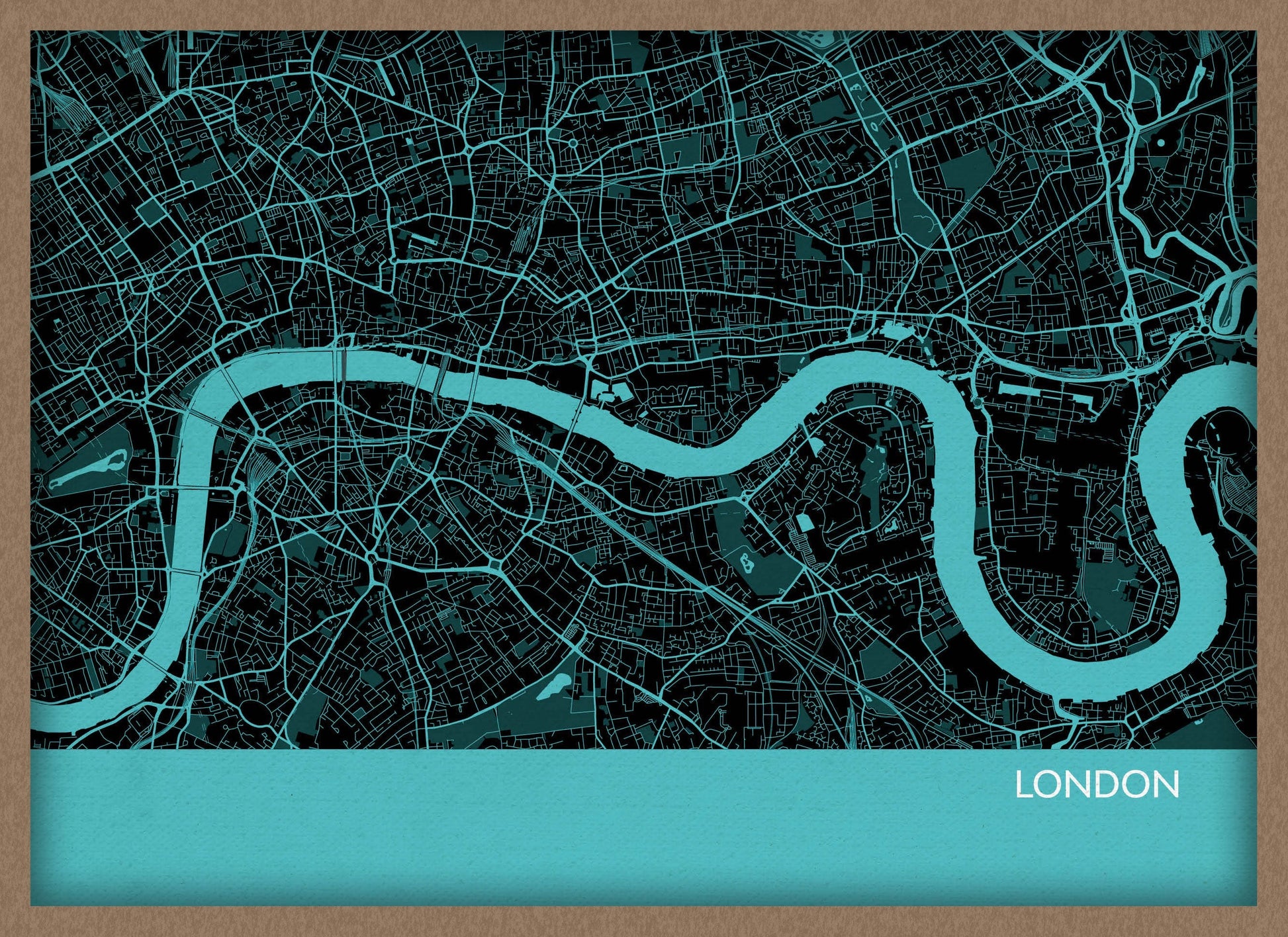 LS01565_3_WDOAK - London City Street Map Print Turquoise