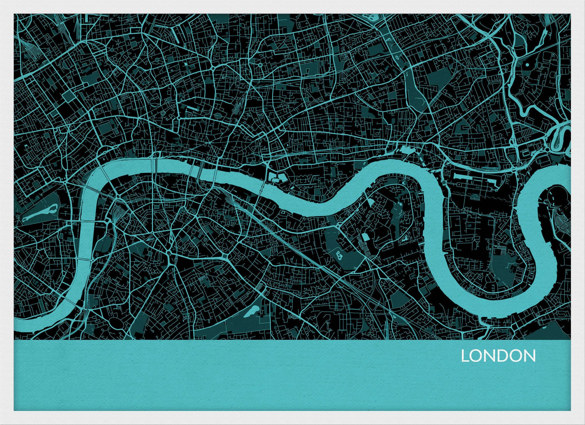 LS01565_4_WDWHI - London City Street Map Print Turquoise