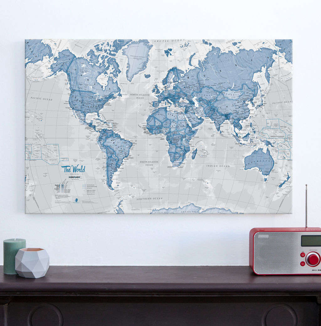 WM00272_M_CANVA - The World Is Art - Wall Map Blue