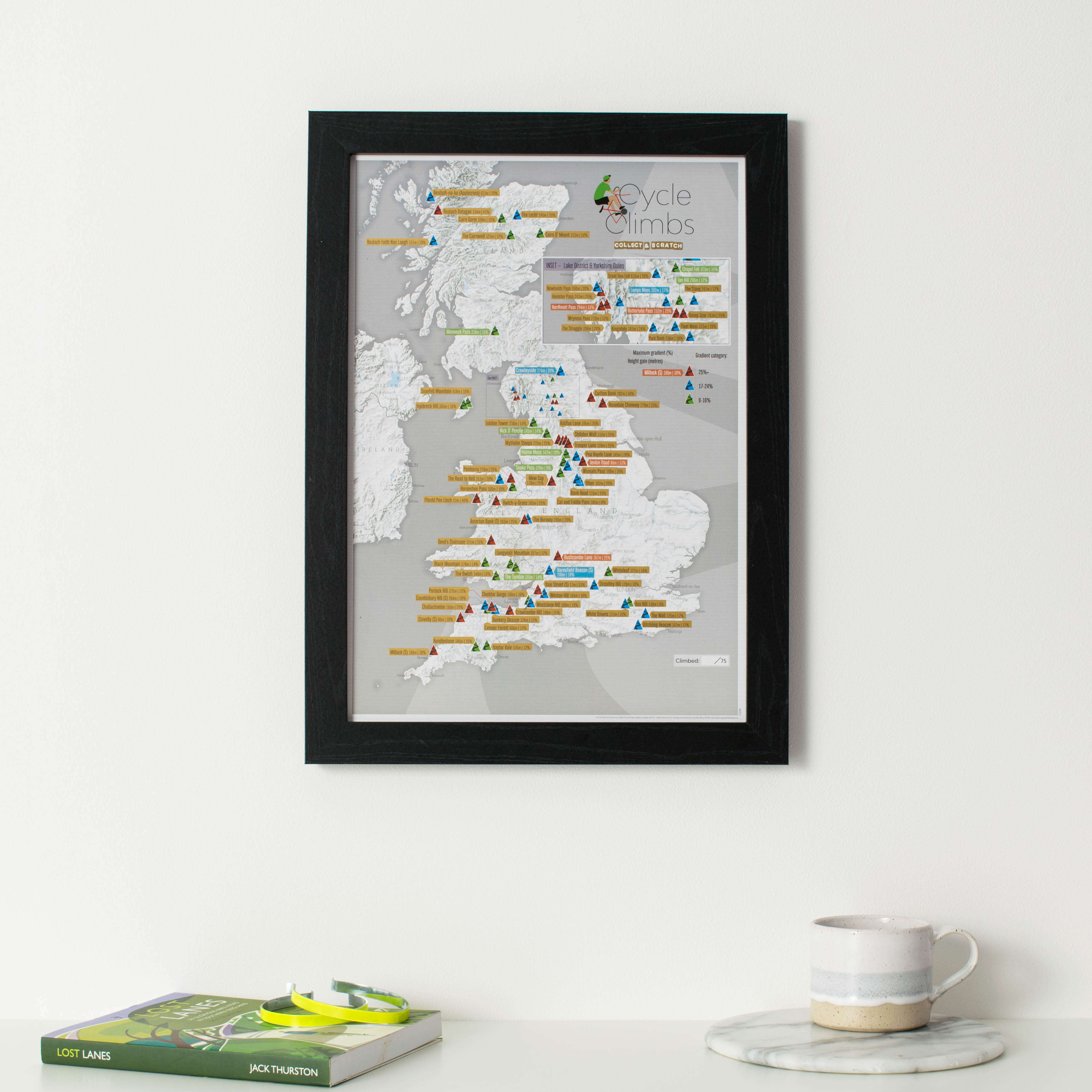 UK01621_3_BWBLA - Scratch Off UK Cycle Climbs Print