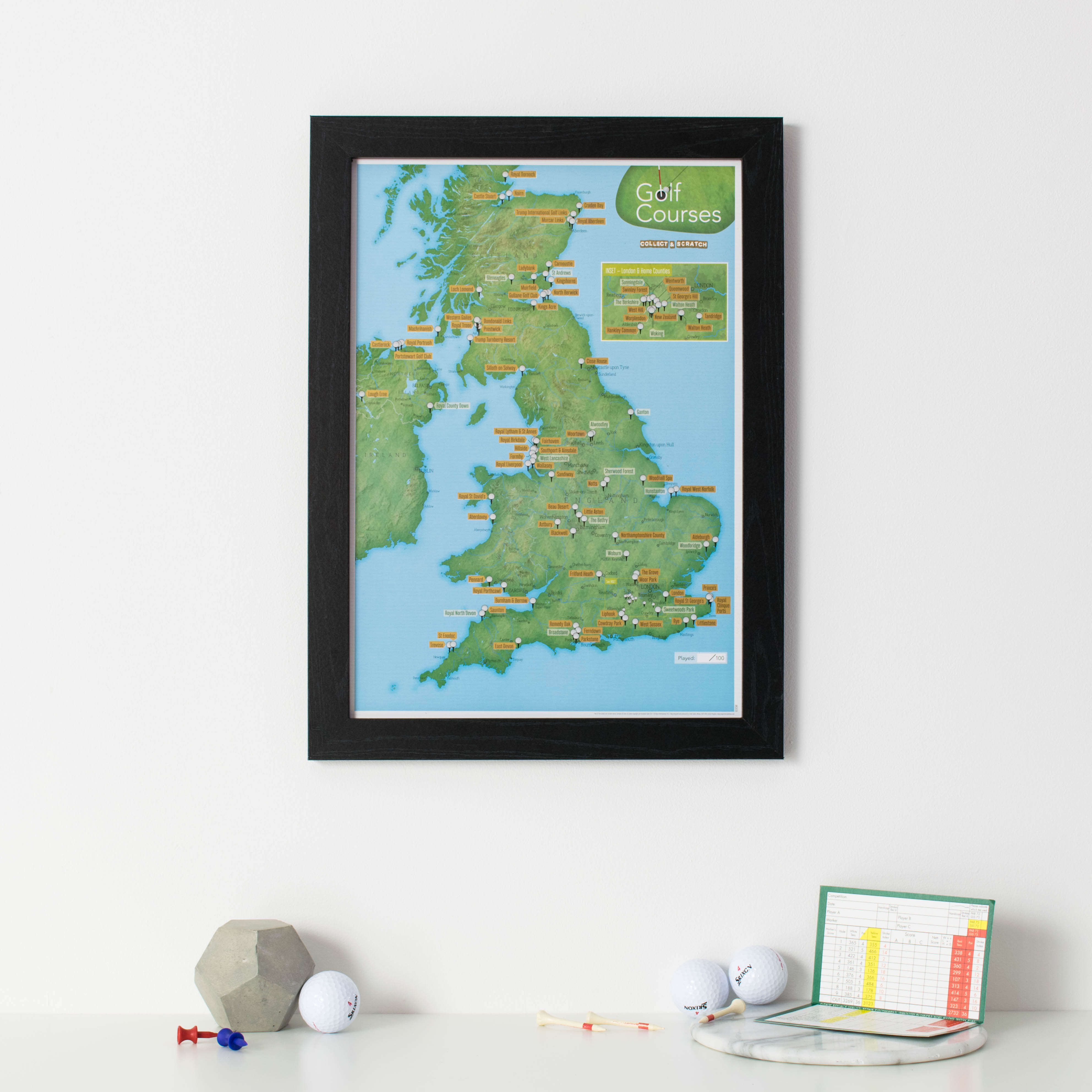 UK01619_3_BWBLA - Scratch Off UK Golf Courses Print