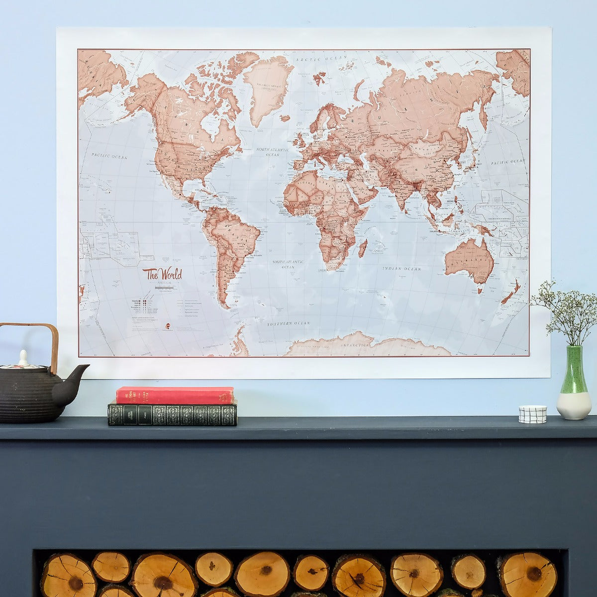 WM00271_M_PAPER - The World Is Art - Wall Map Red