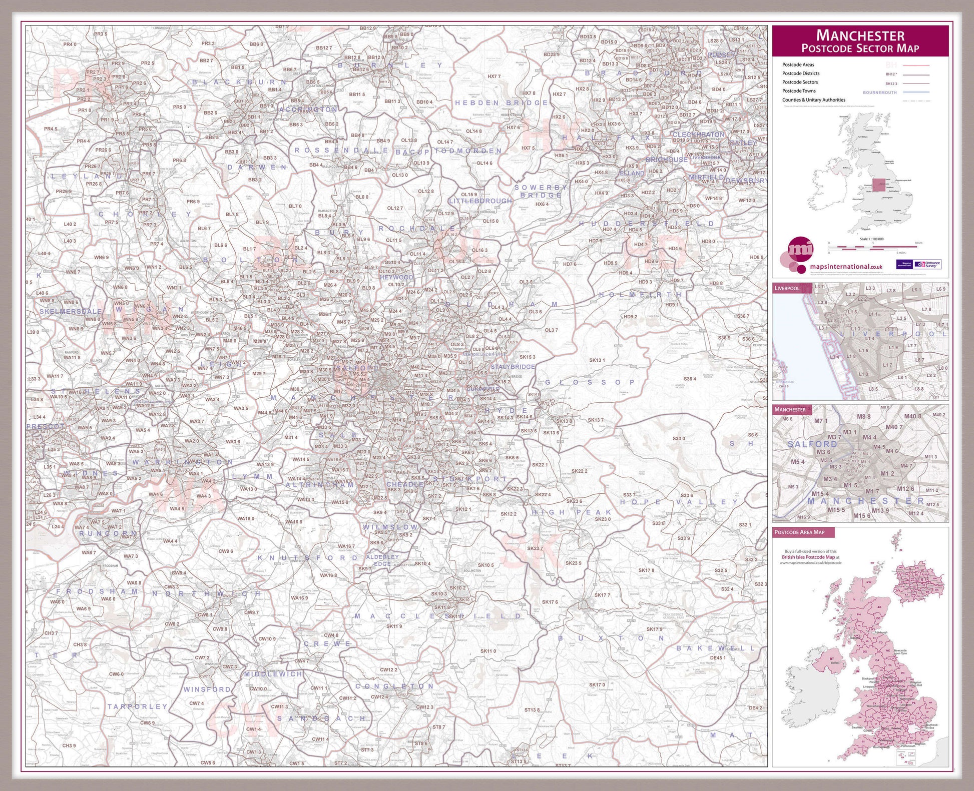 UK00777_L_LBDAL - Manchester Postcode Sector Map