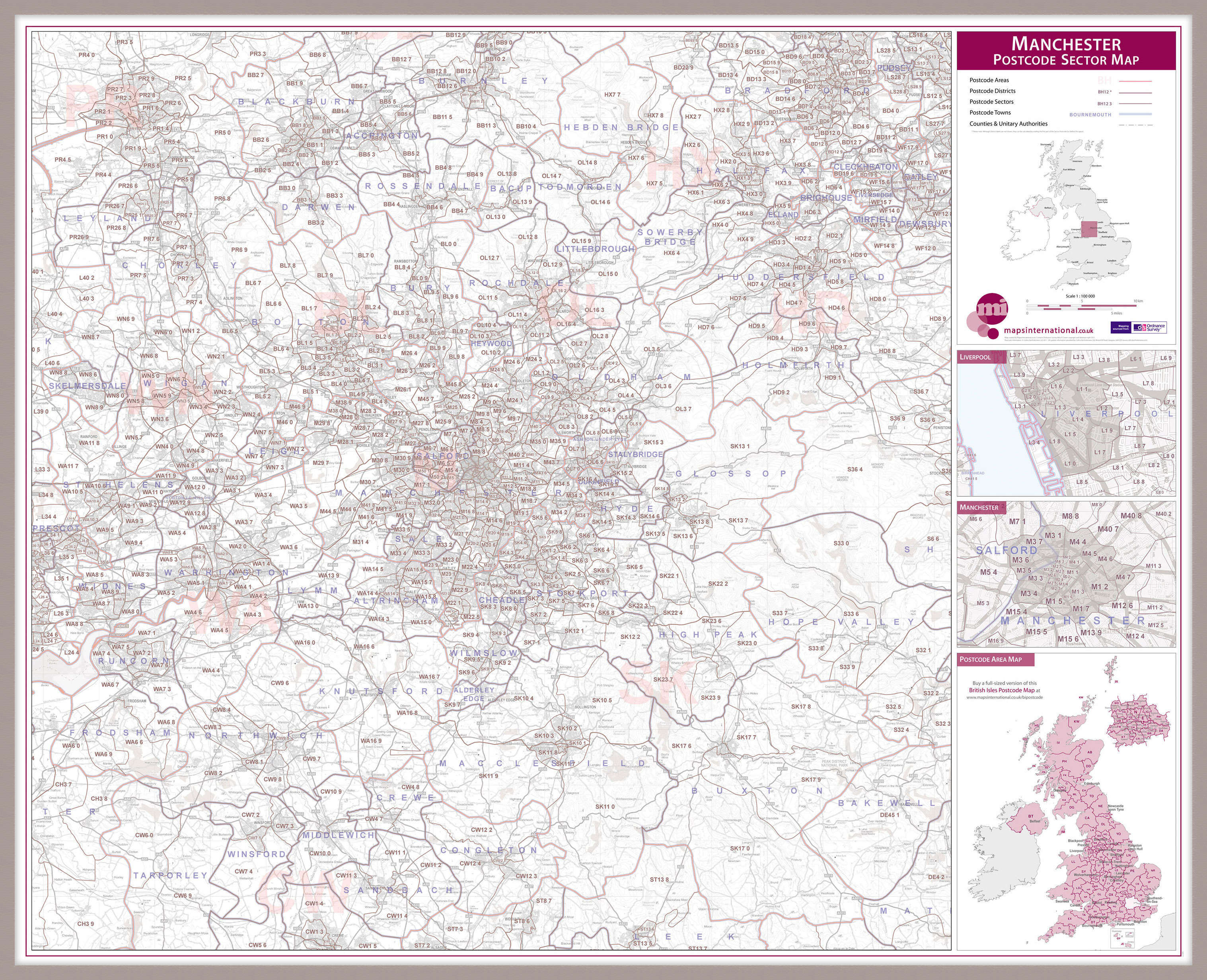 UK00777_L_LBDAL - Manchester Postcode Sector Map