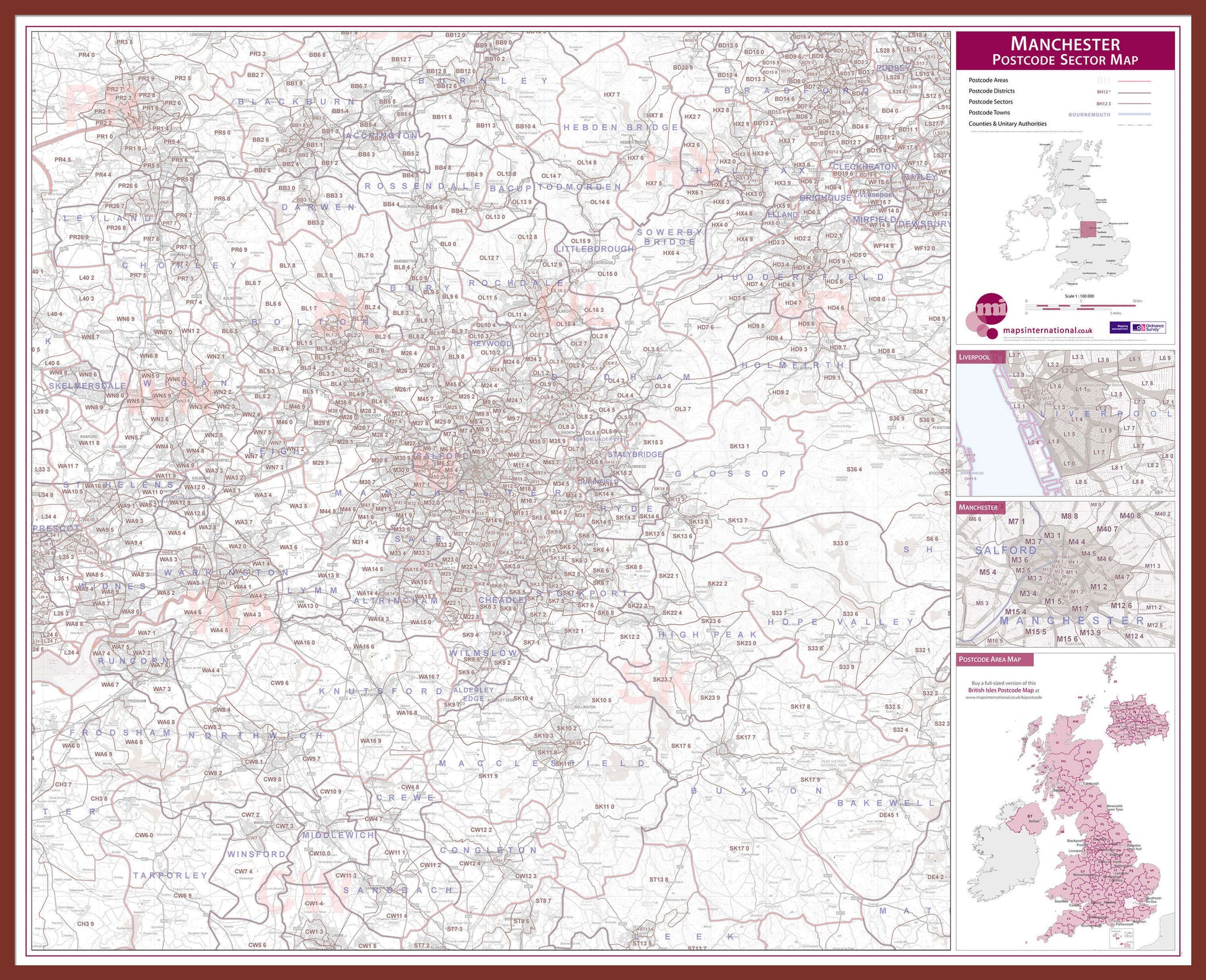 UK00777_L_LBDOK - Manchester Postcode Sector Map