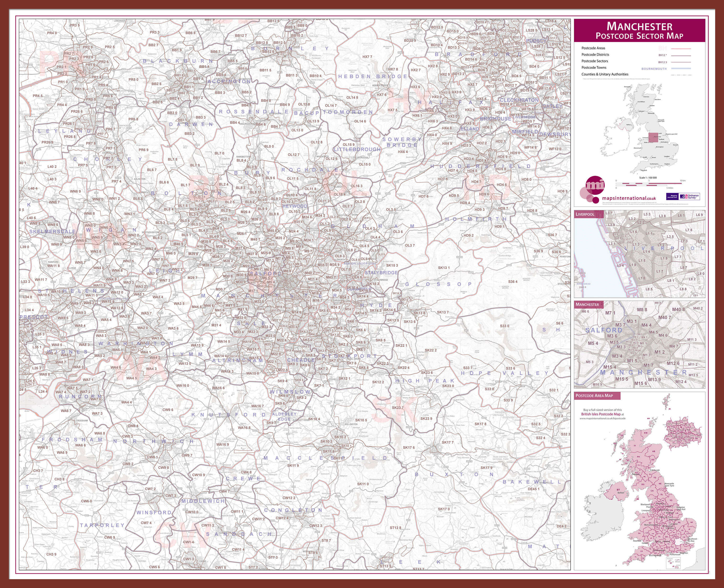 UK00777_L_LBDOK - Manchester Postcode Sector Map