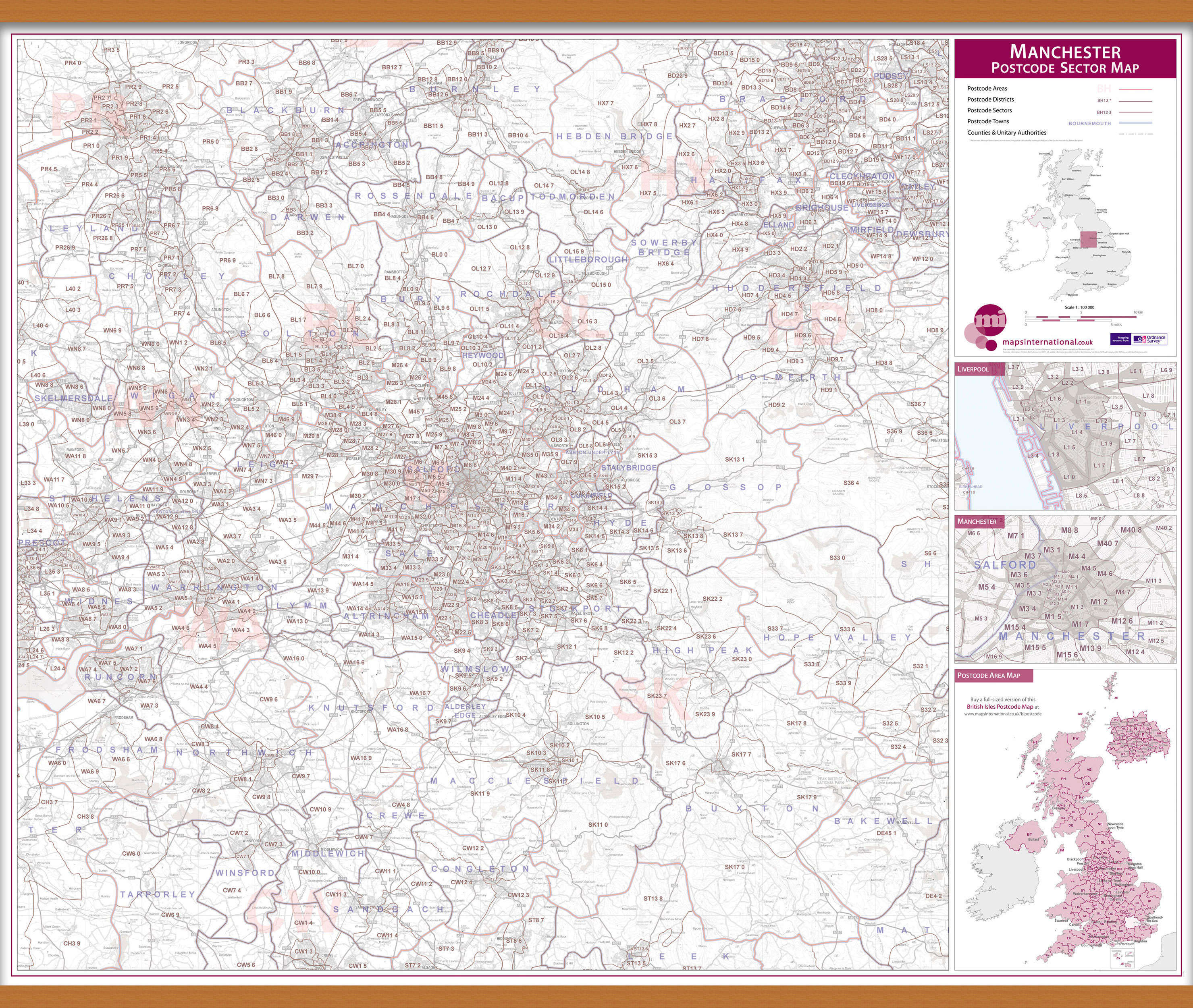 UK00777_L_LWDHB - Manchester Postcode Sector Map