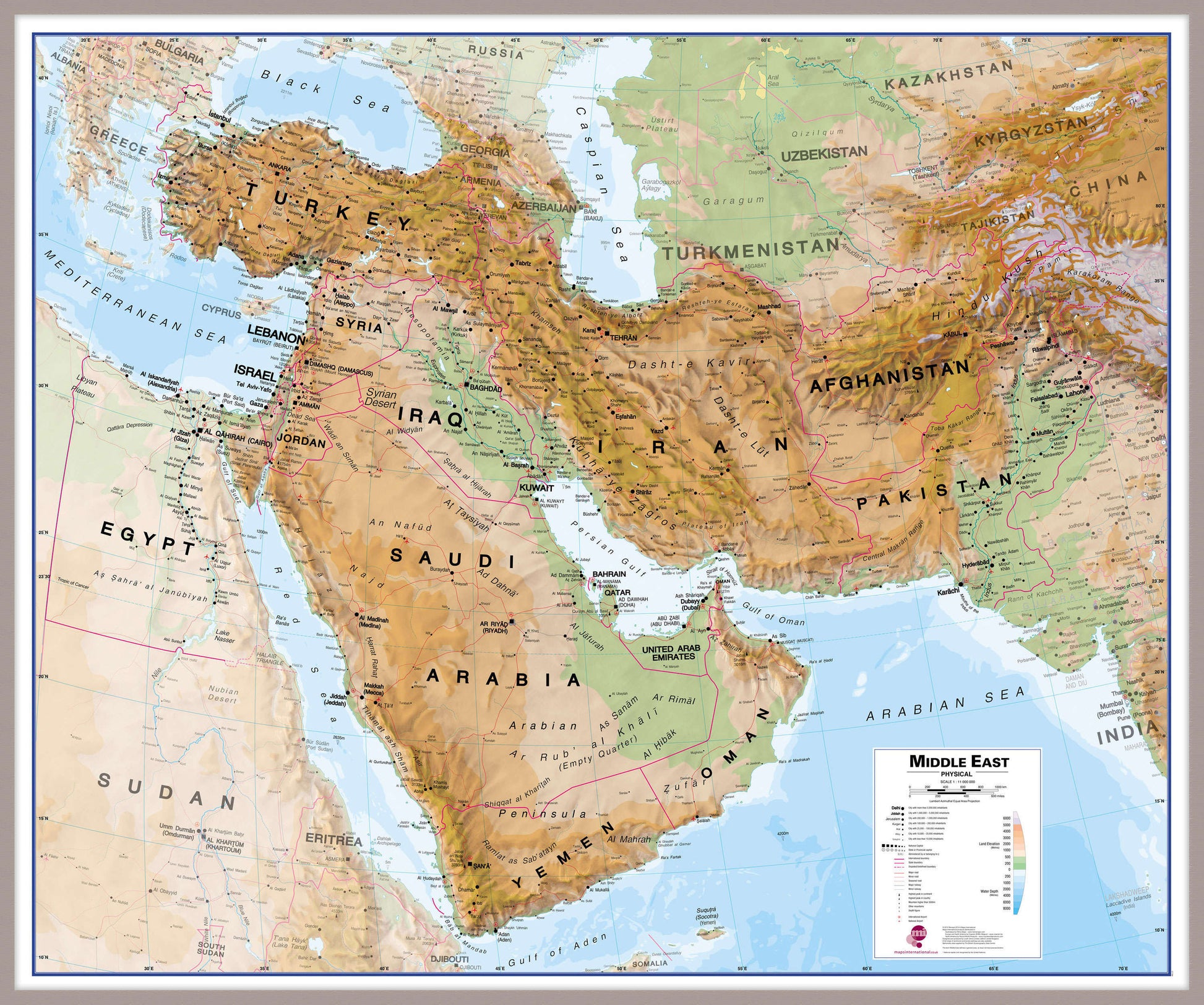 CT00799_H_MGFAL - Middle East Wall Map Physical