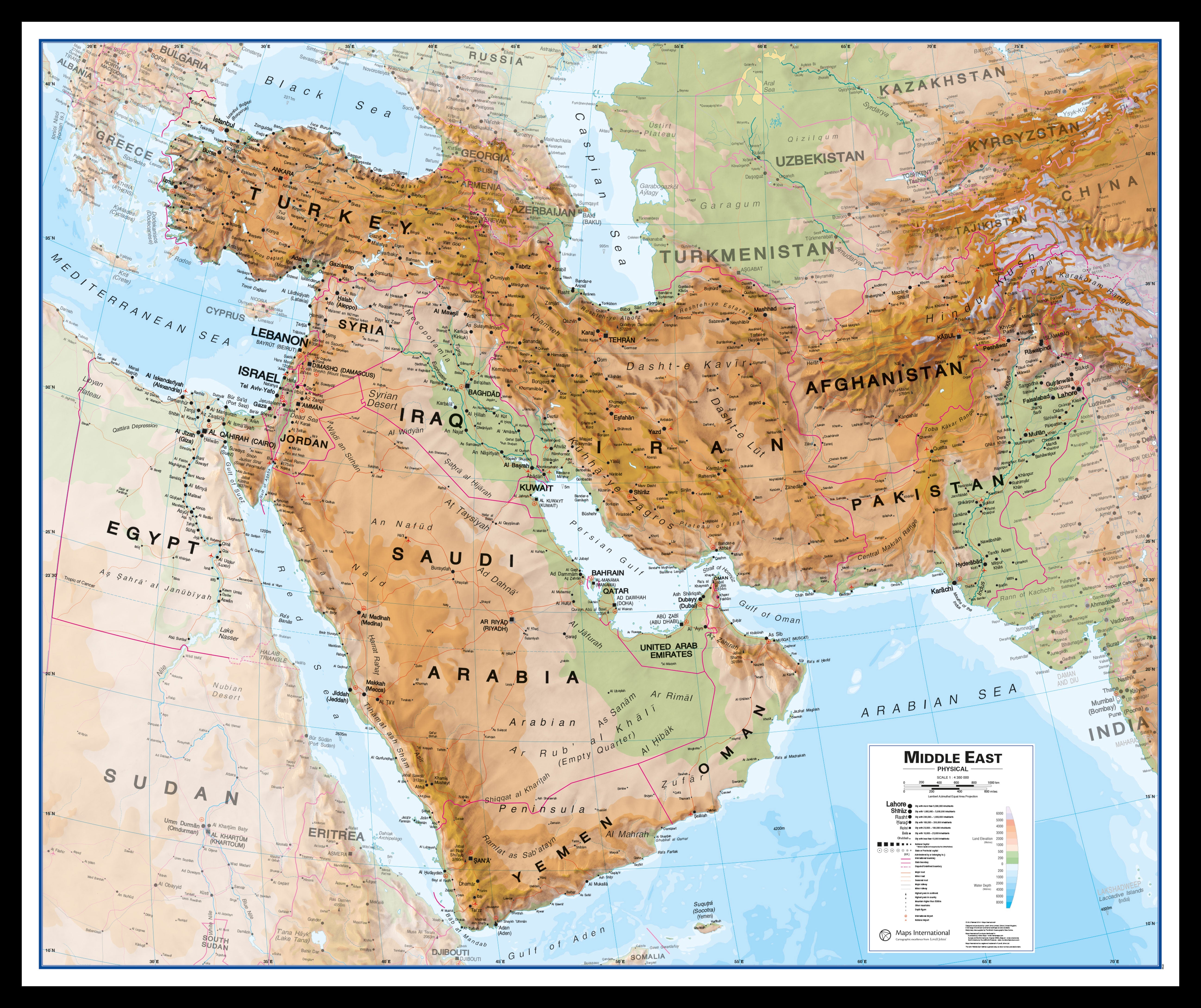 CT00799_M_PINBL - Middle East Wall Map Physical
