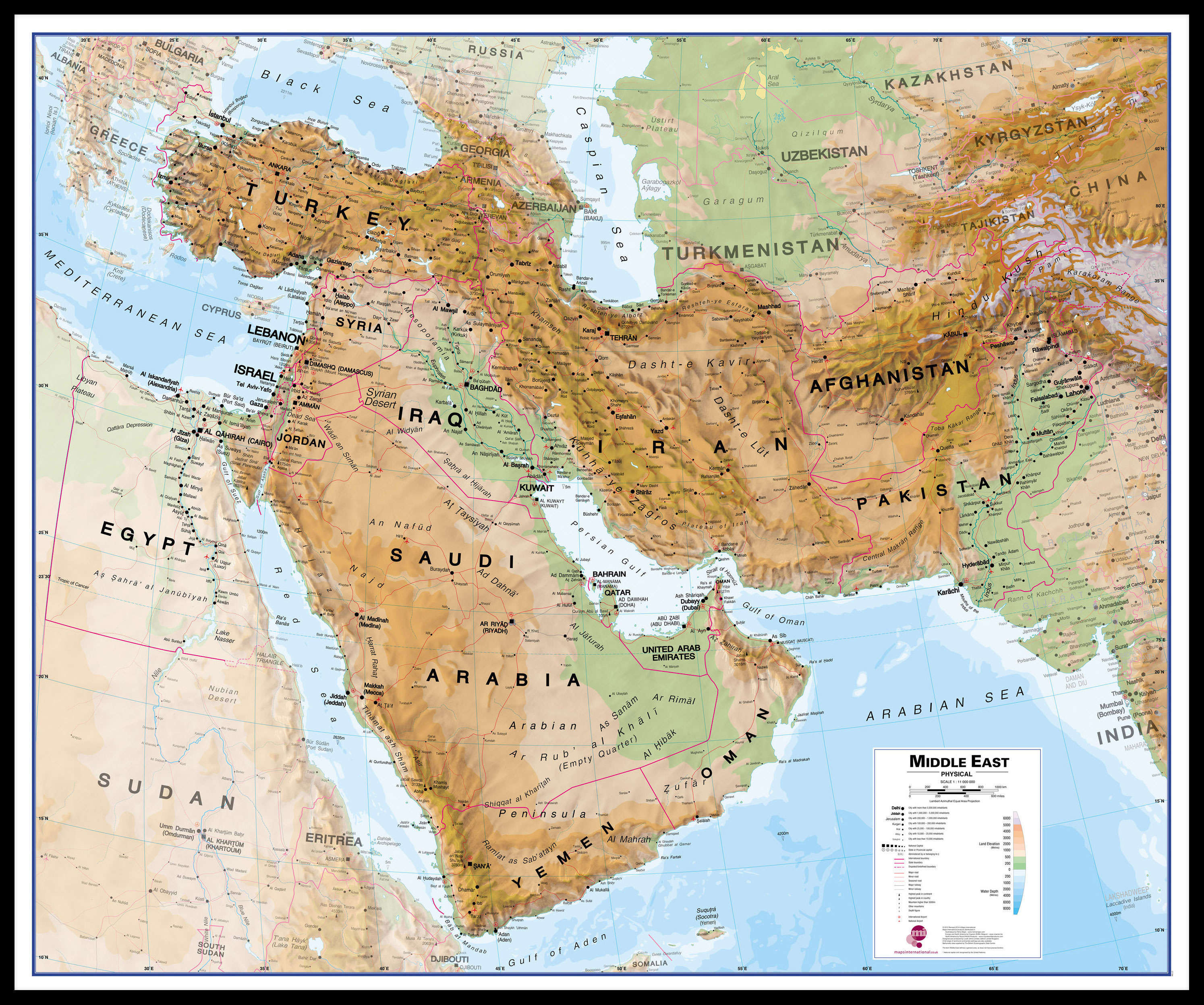CT00799_L_LBDBL - Middle East Wall Map Physical