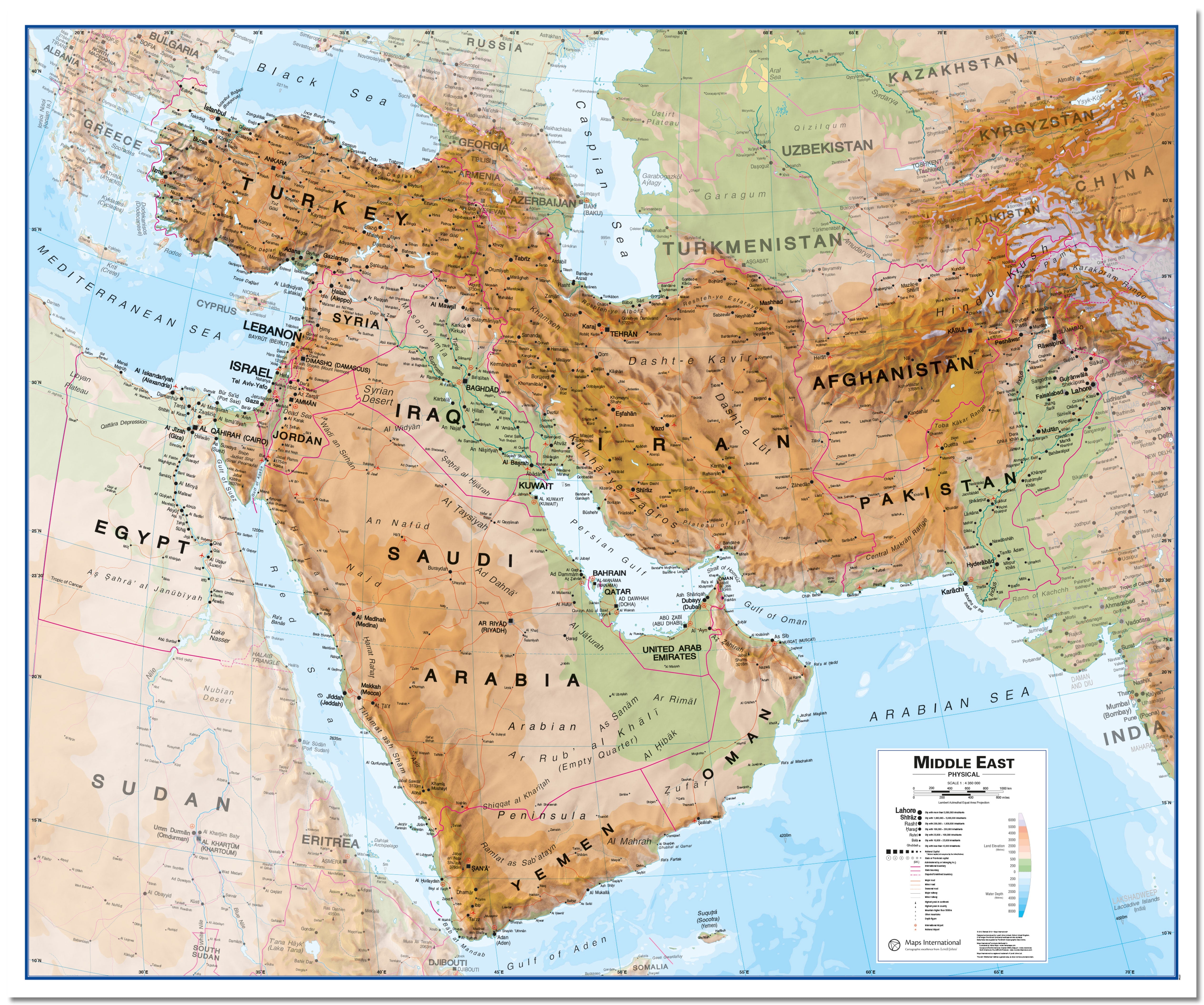 CT00799_H_LMBRD - Middle East Wall Map Physical