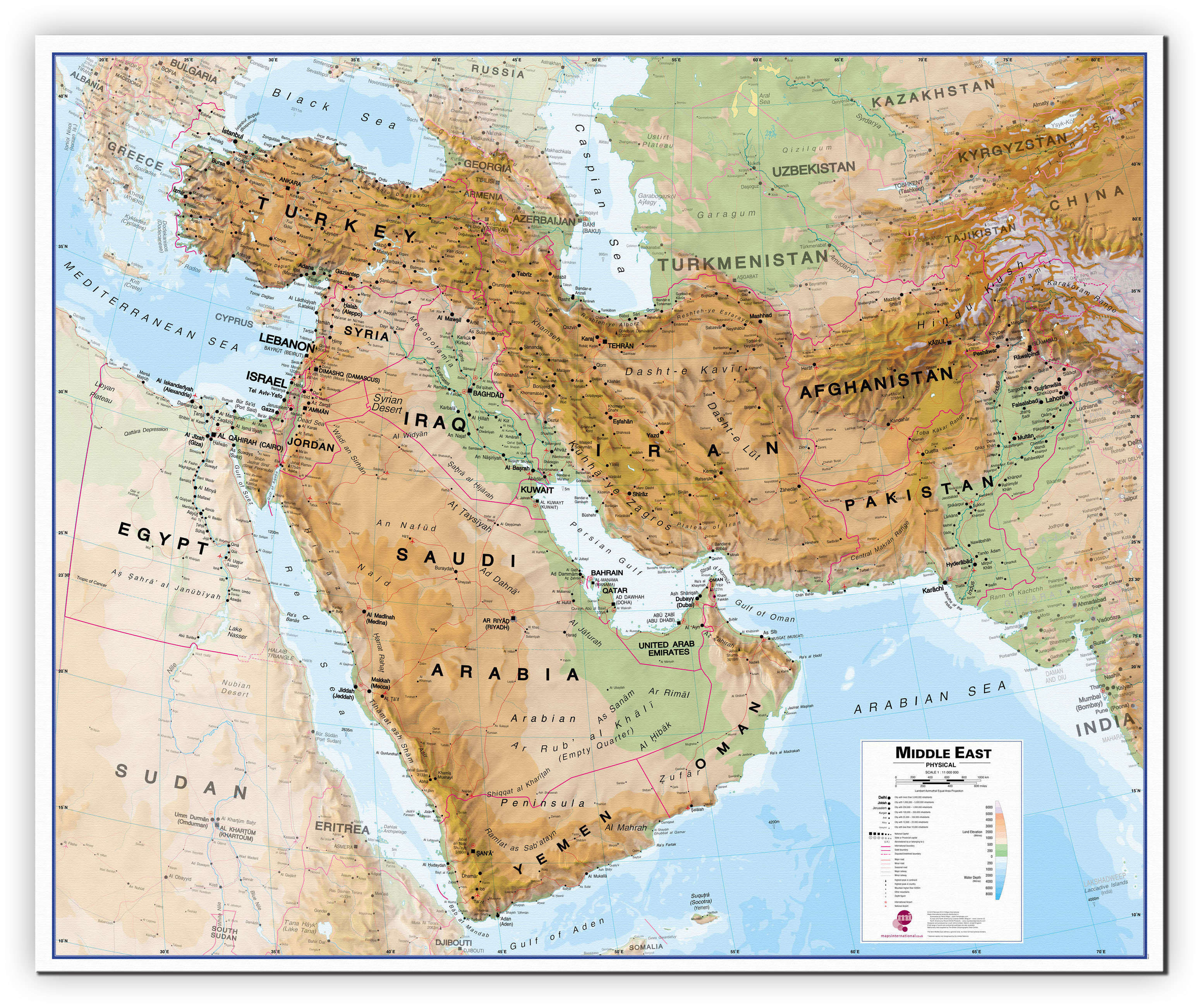 CT00799_L_CANVA - Middle East Wall Map Physical