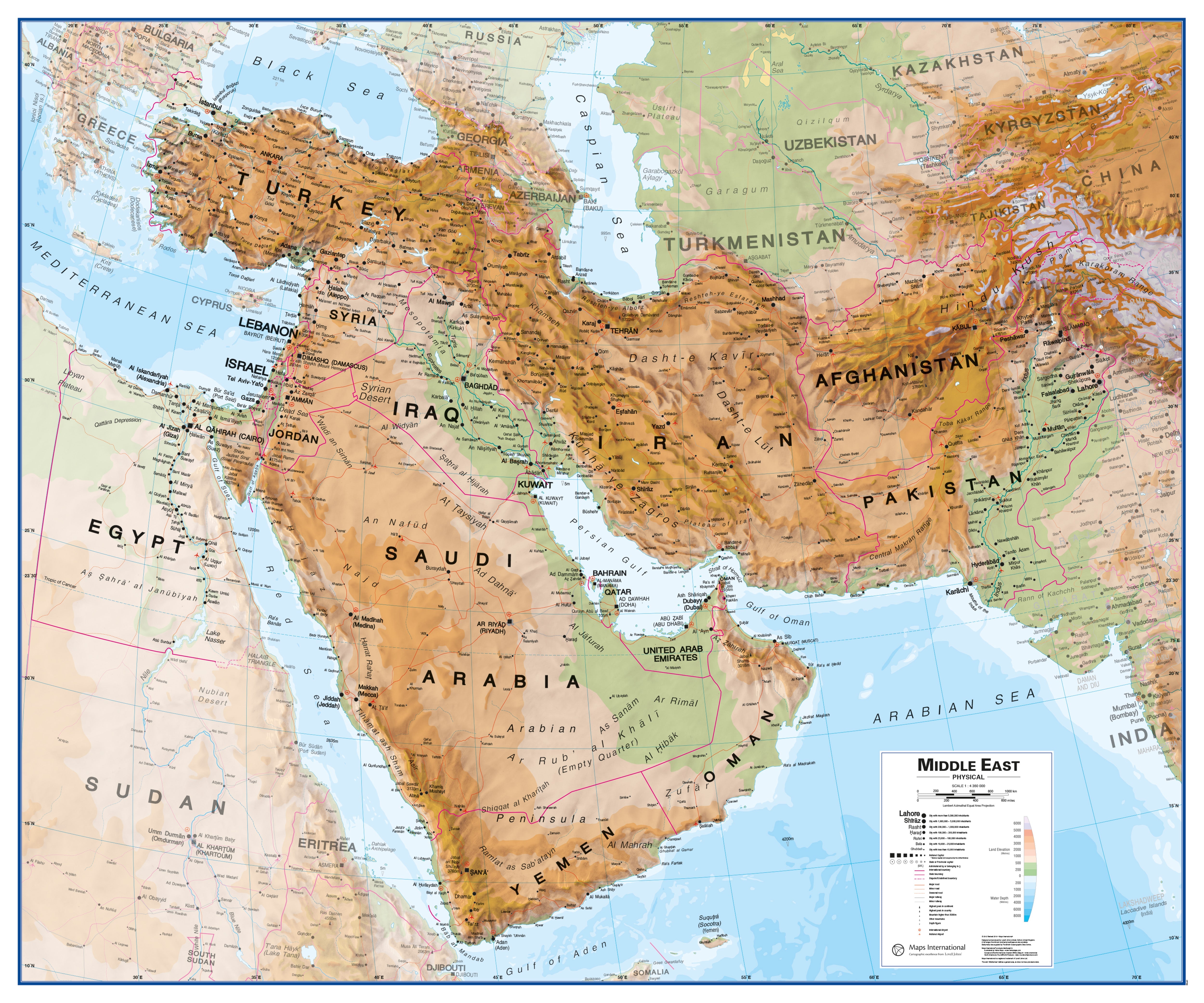 CT00799_M_PAPER - Middle East Wall Map Physical