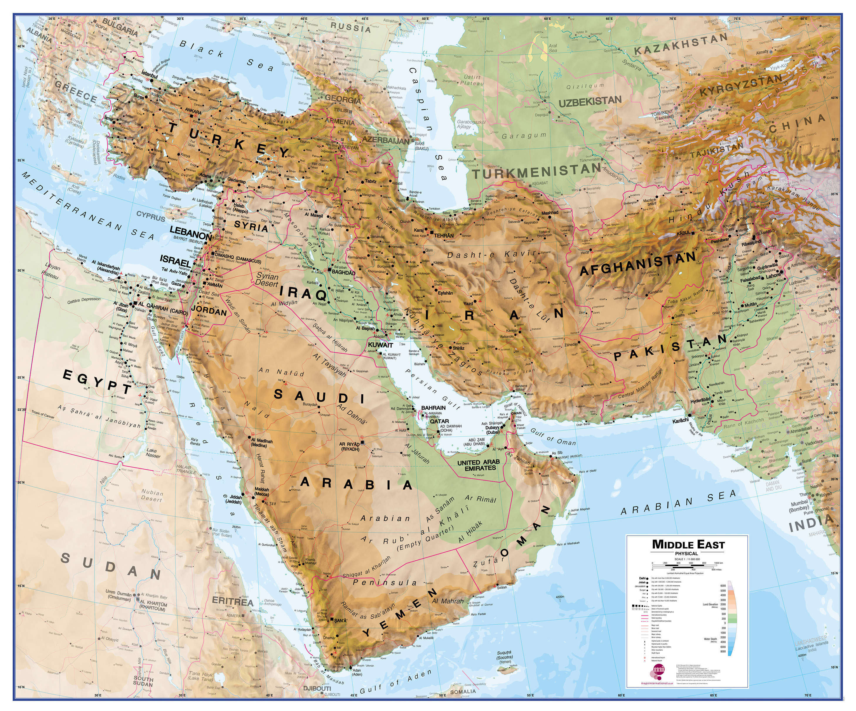 CT00799_L_PAPER - Middle East Wall Map Physical