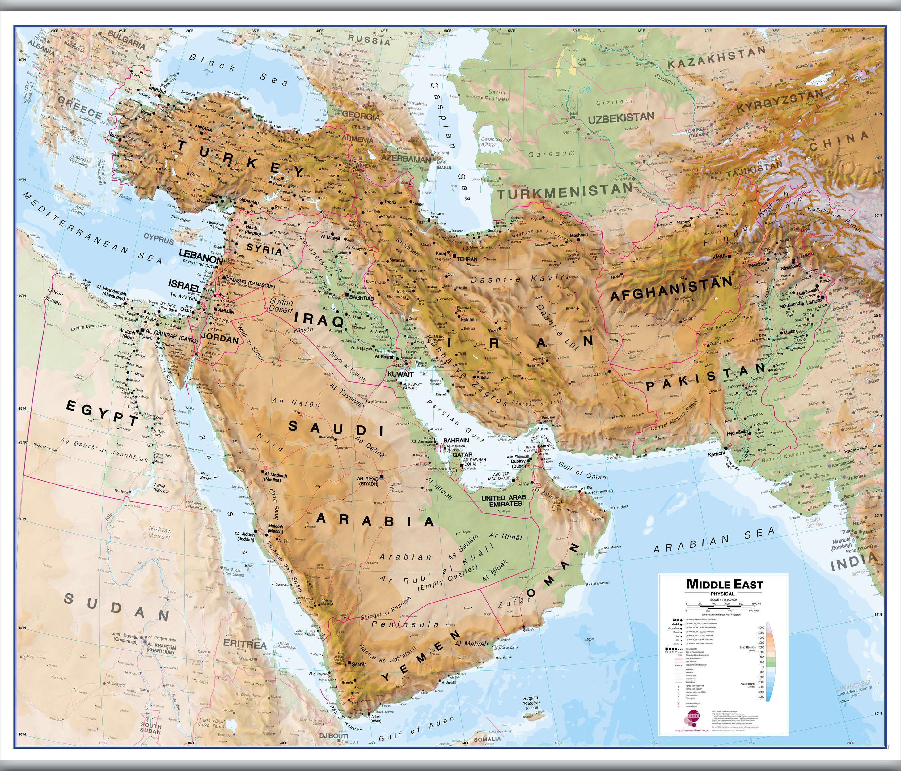CT00799_L_LAMHB - Middle East Wall Map Physical