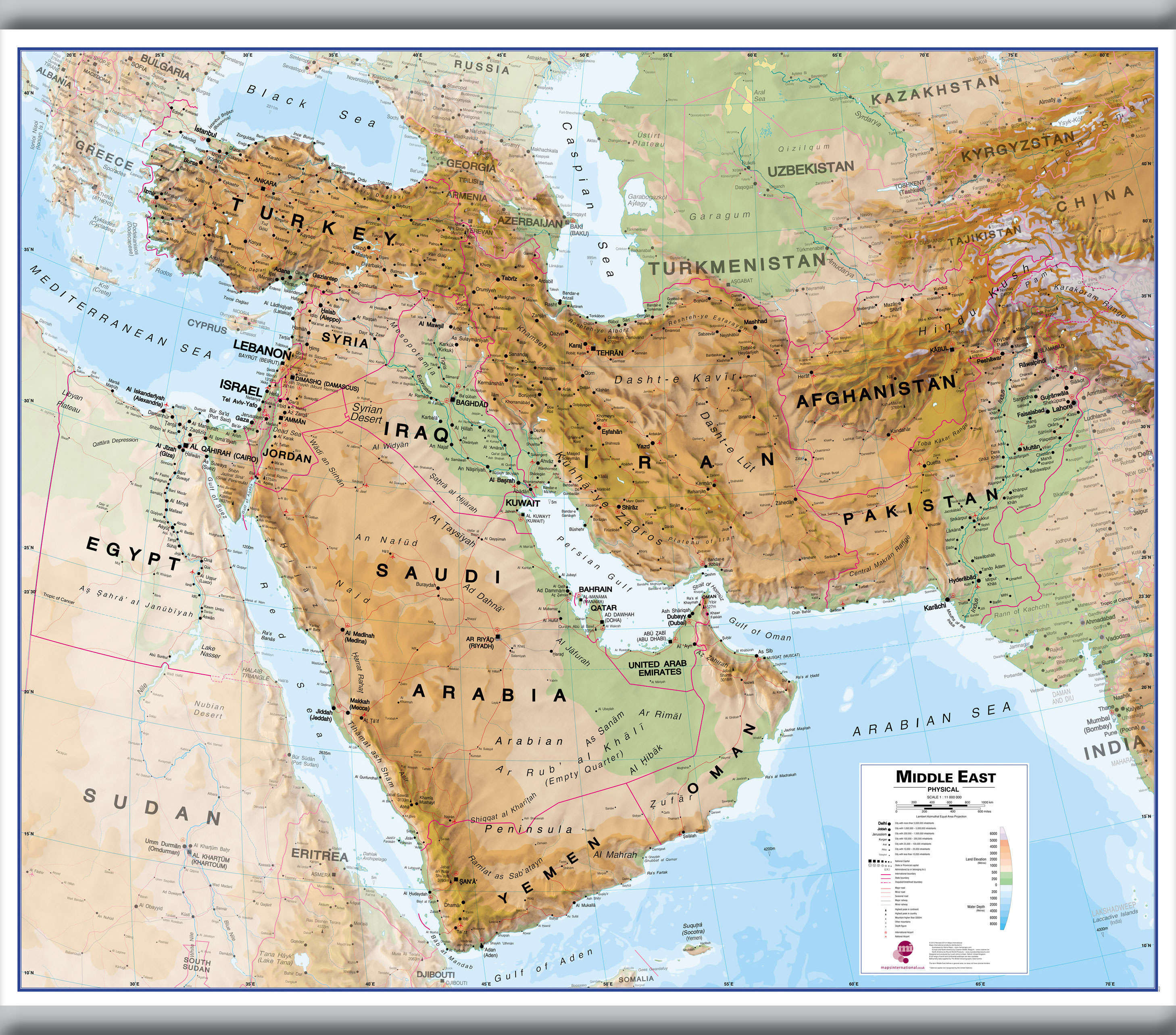CT00799_M_LAMHB - Middle East Wall Map Physical