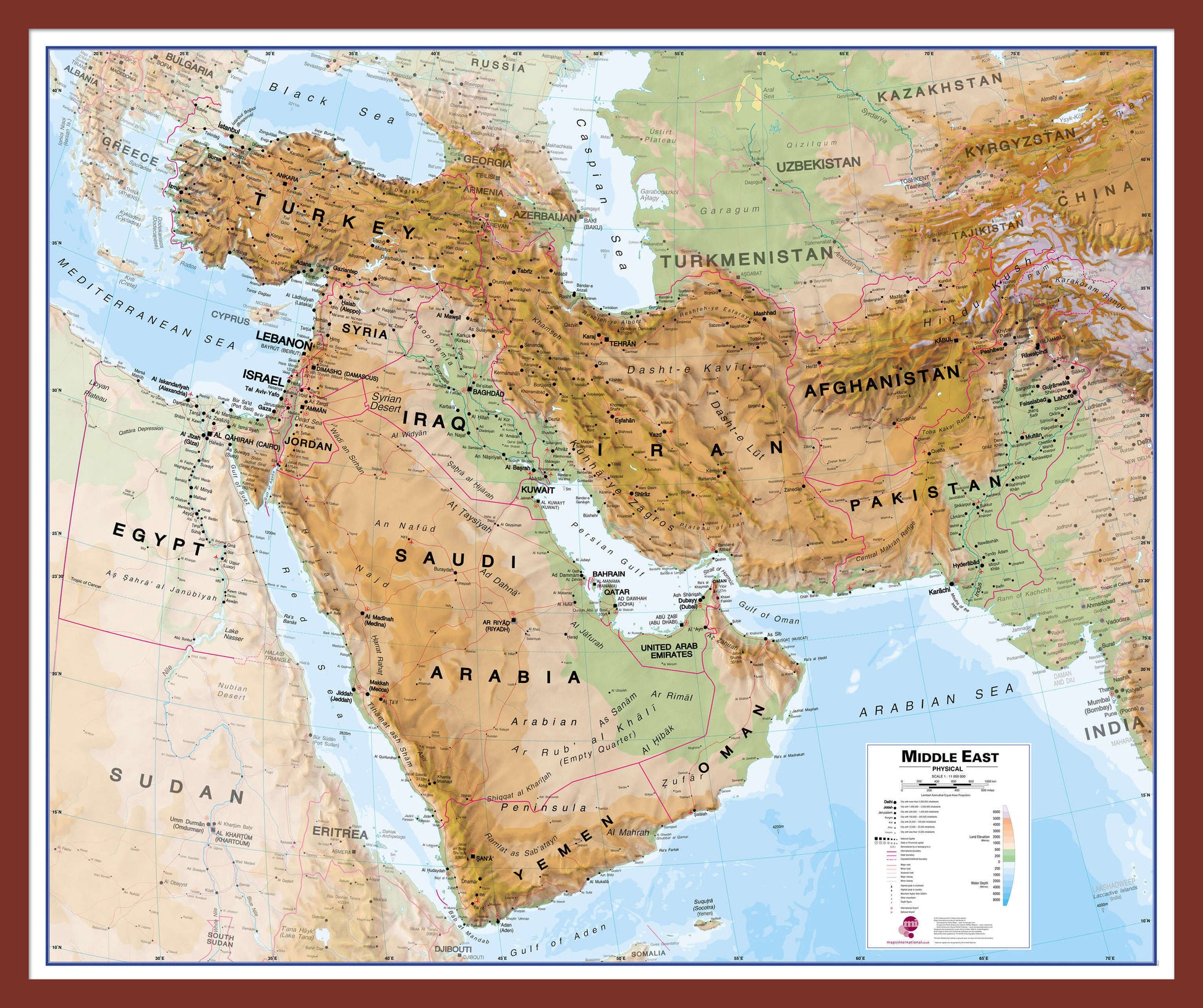 CT00799_M_PINOK - Middle East Wall Map Physical