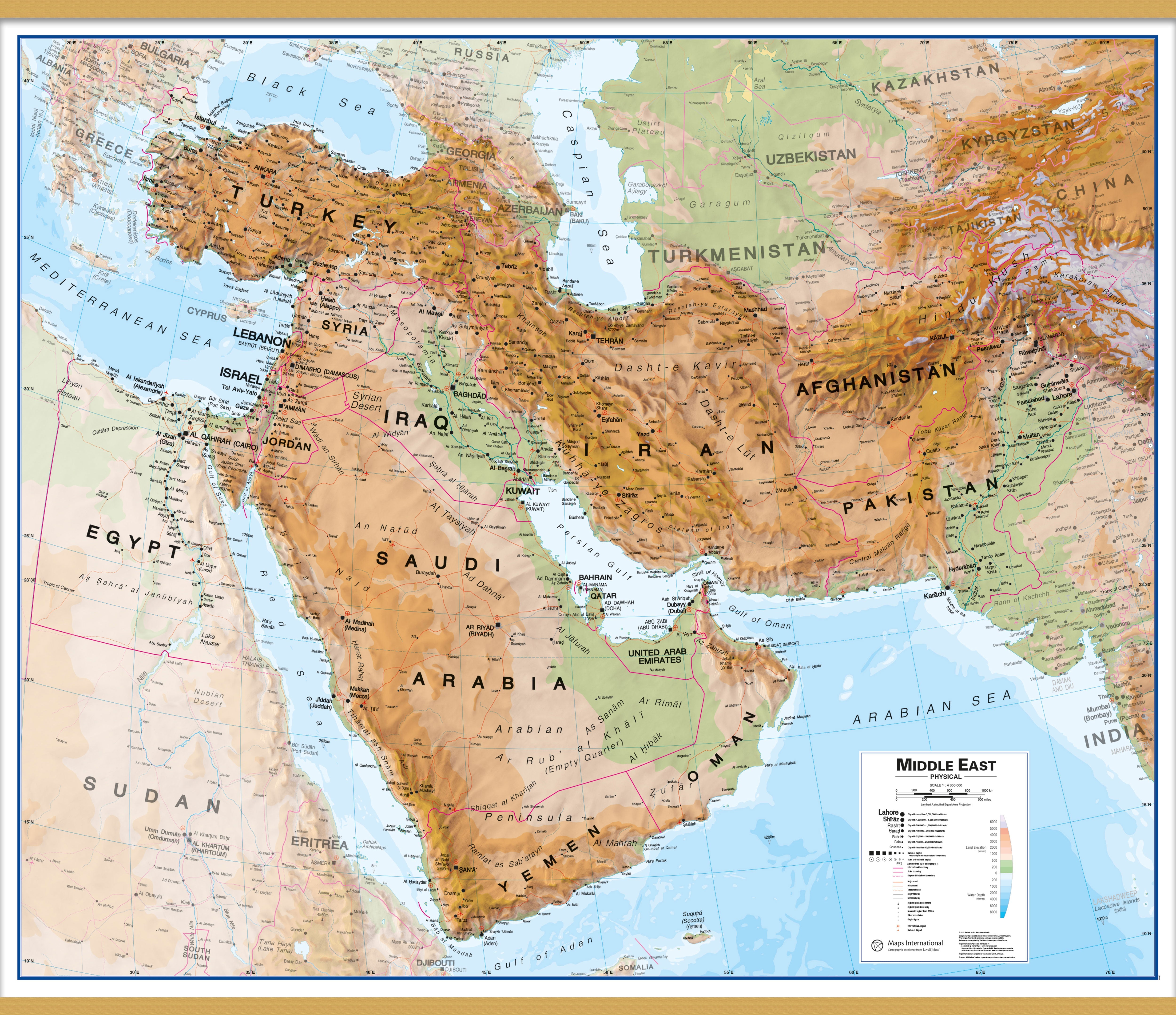CT00799_H_LWDHB - Middle East Wall Map Physical