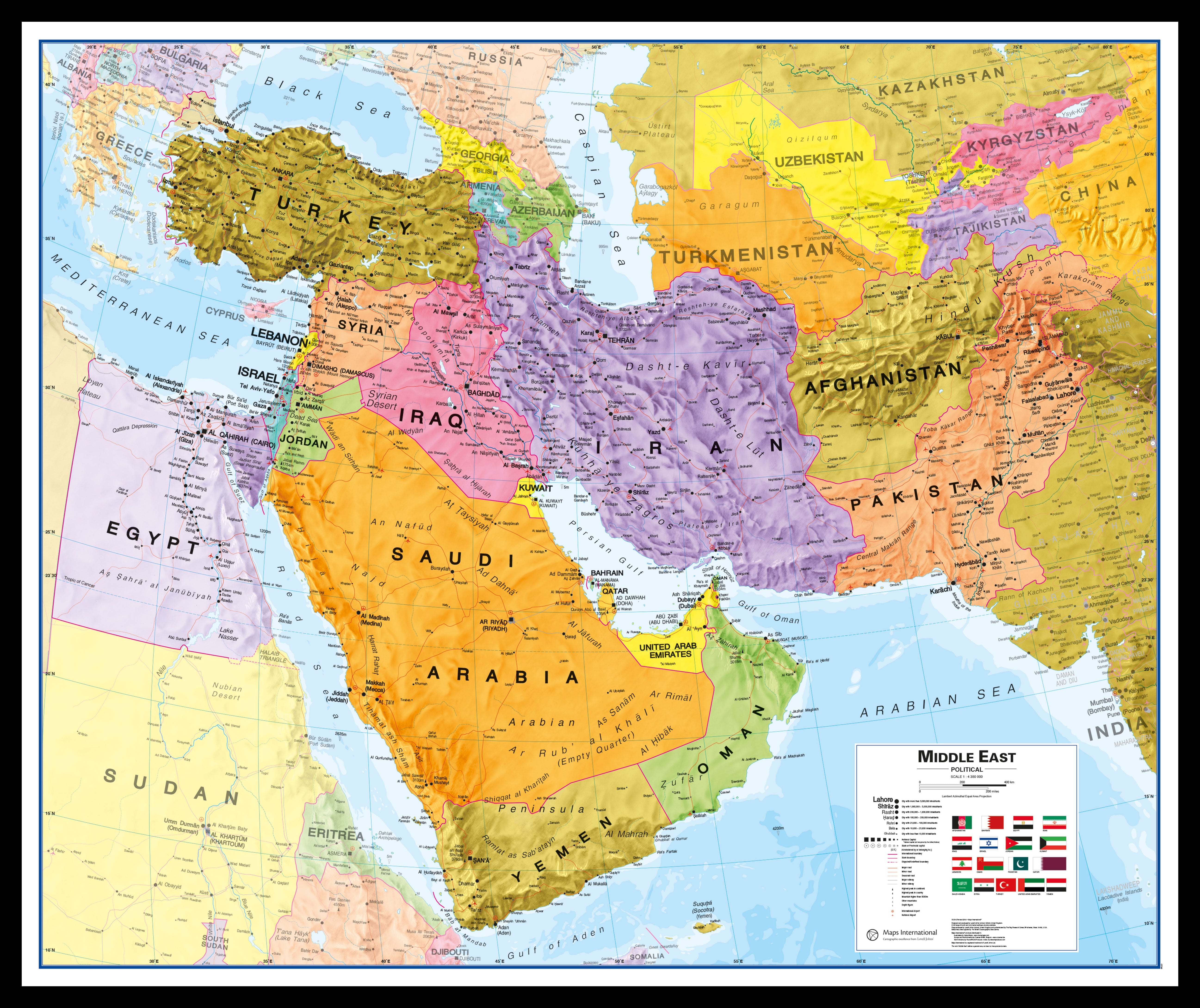 CT00798_M_PINBL - Middle East Wall Map Political