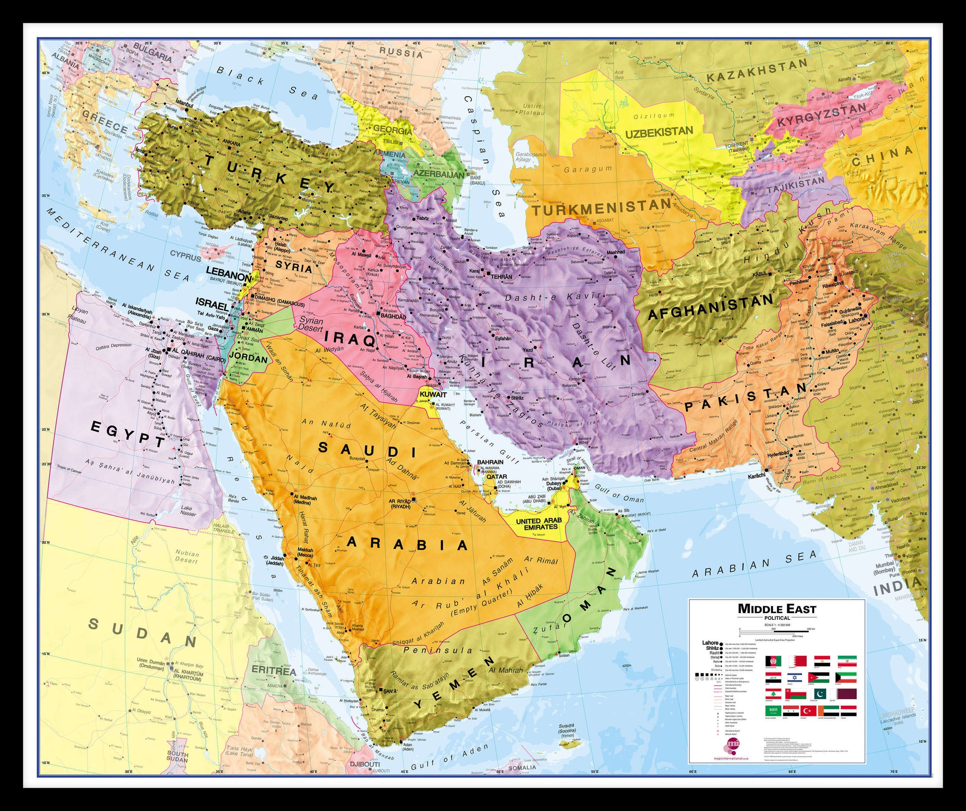 CT00798_M_PINBL - Middle East Wall Map Political