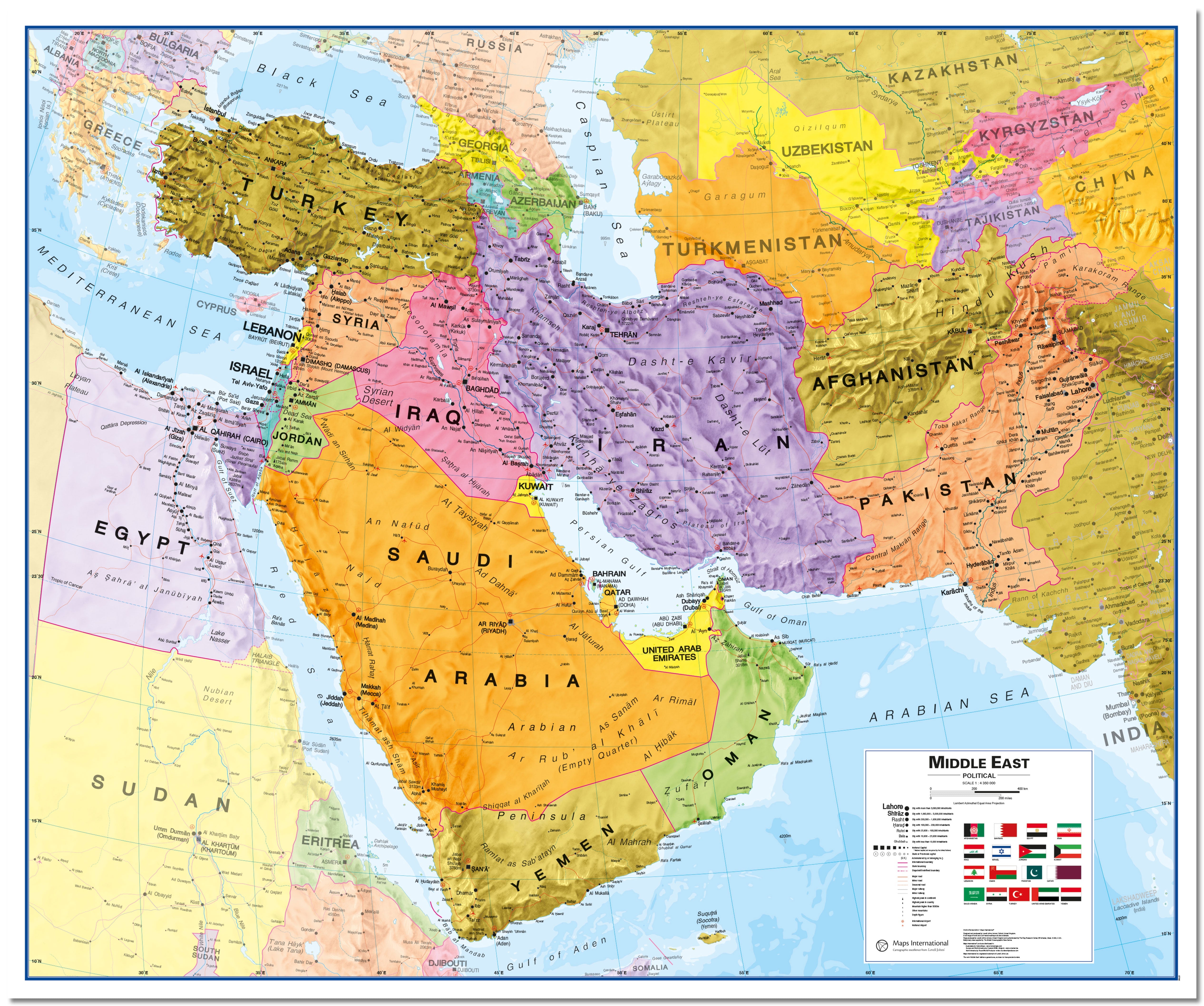 CT00798_L_LMBRD - Middle East Wall Map Political