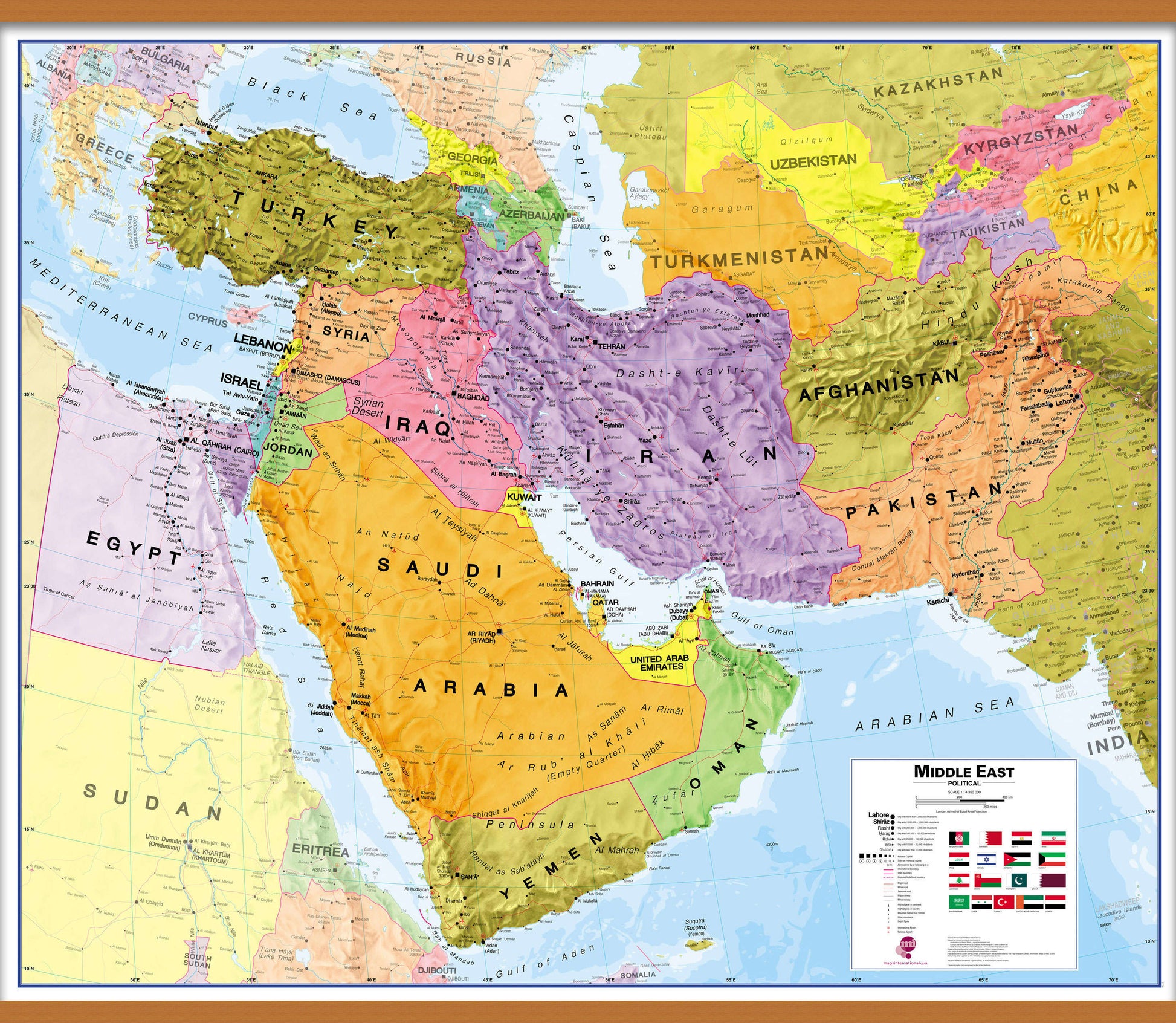 CT00798_H_LWDHB - Middle East Wall Map Political