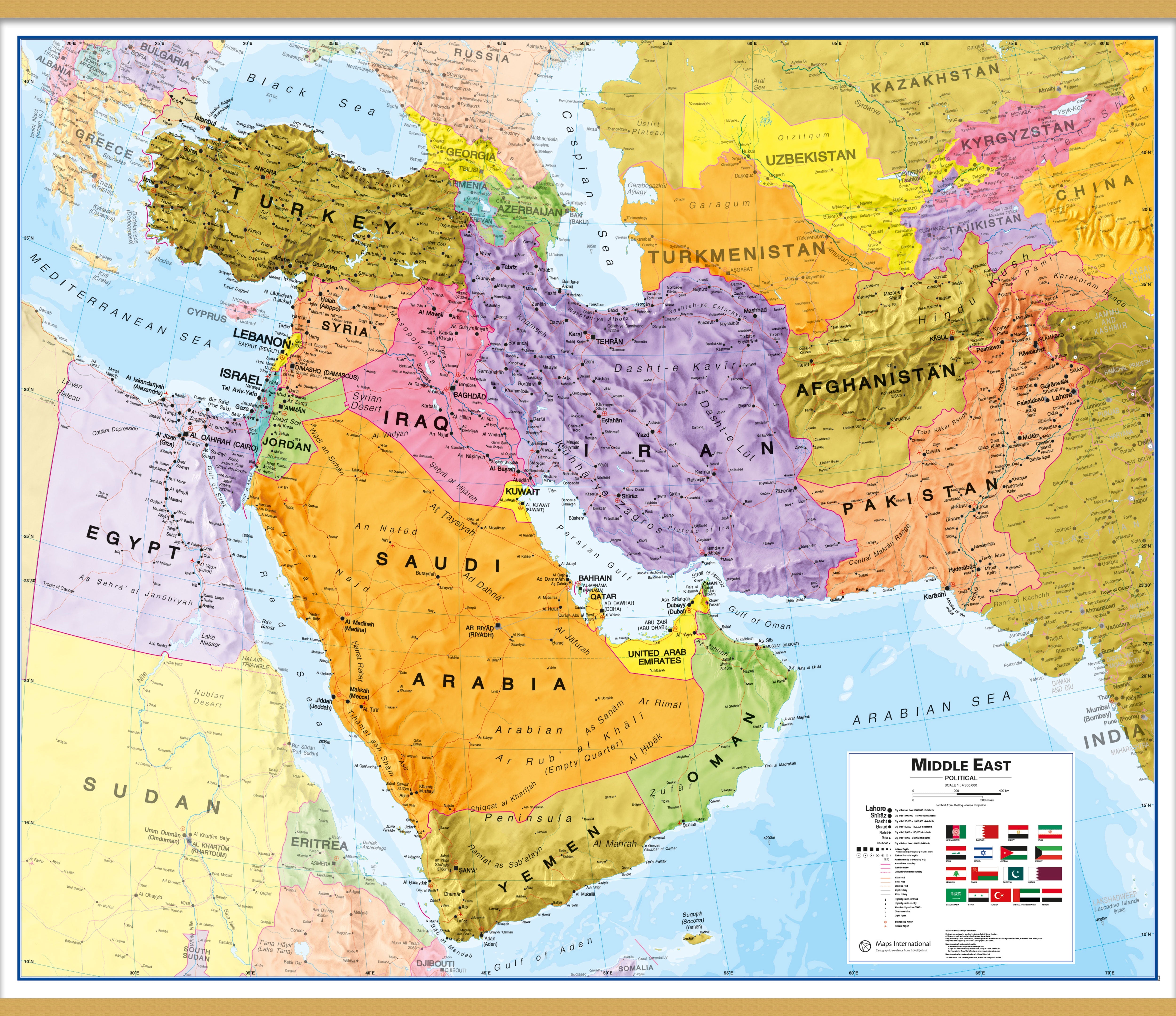 CT00798_H_LWDHB - Middle East Wall Map Political