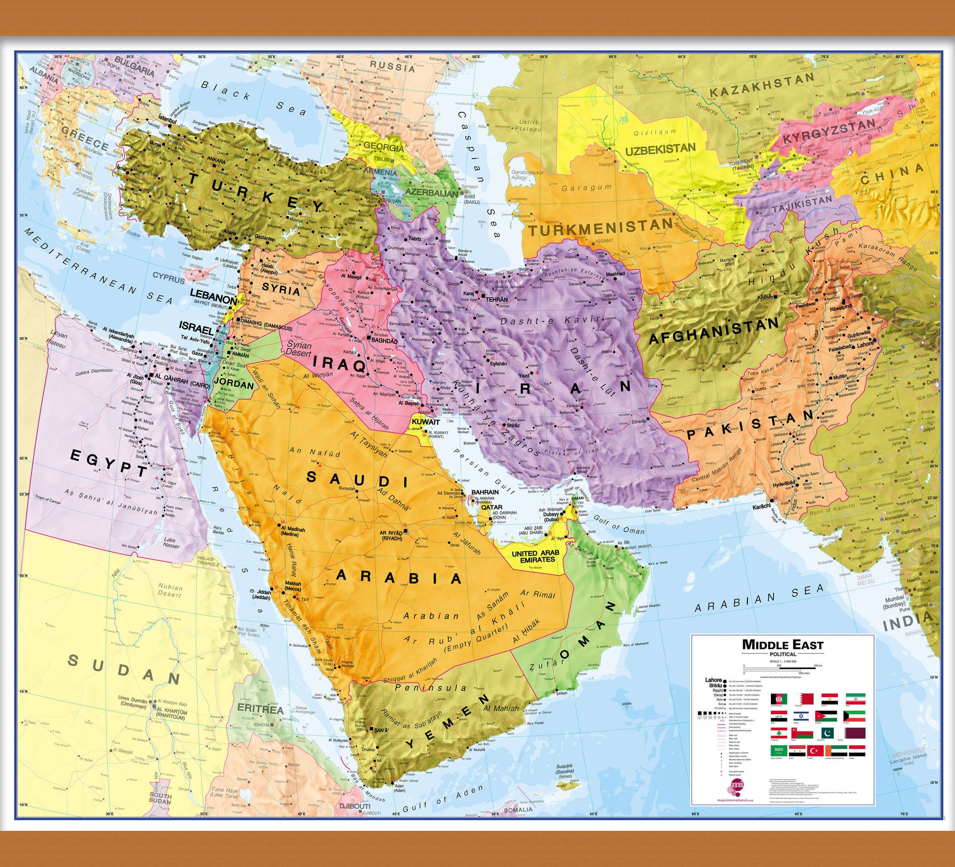 CT00798_M_LWDHB - Middle East Wall Map Political