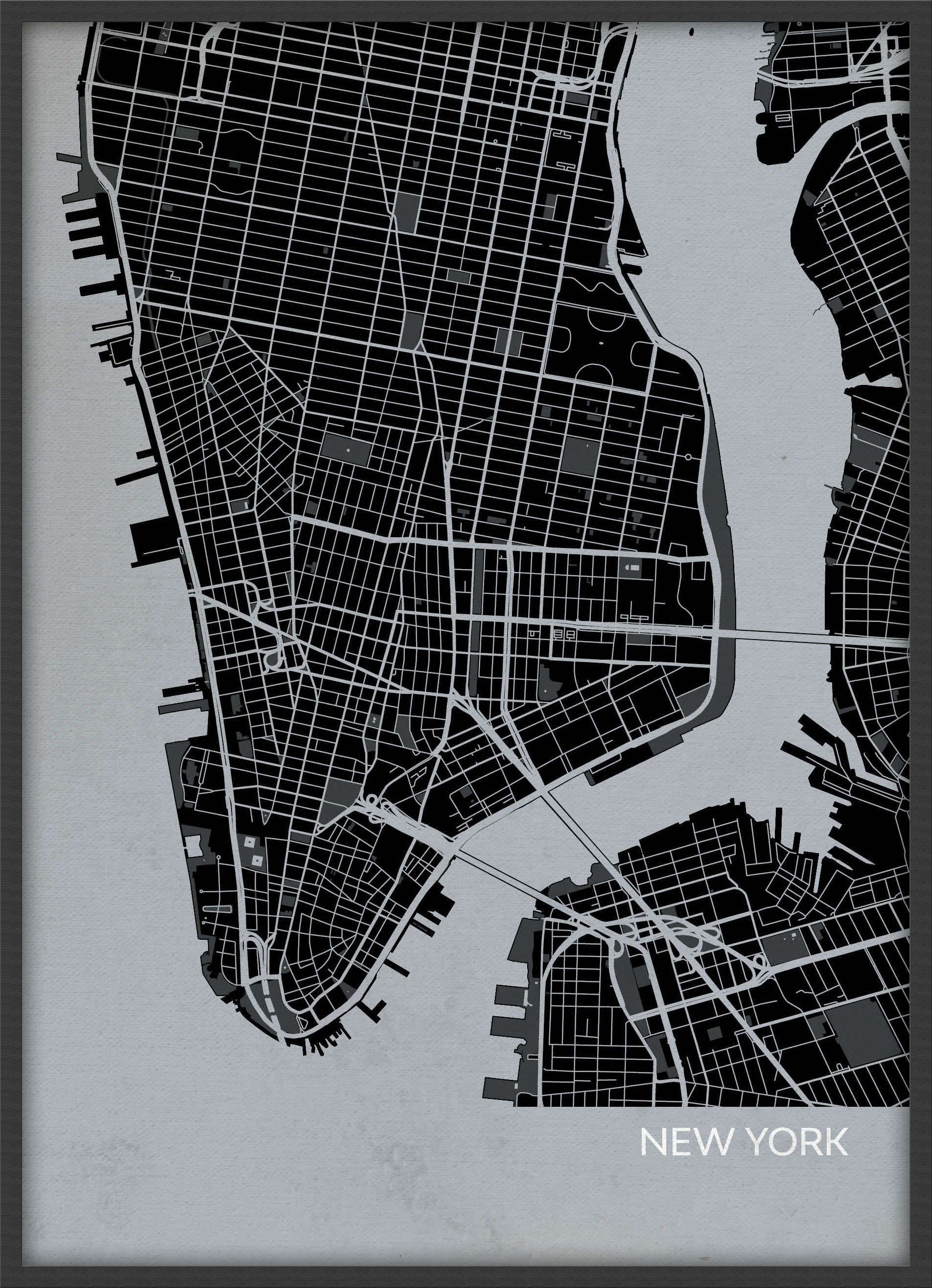 LS01552_4_WDBLA - New York City Street Map Print Charcoal