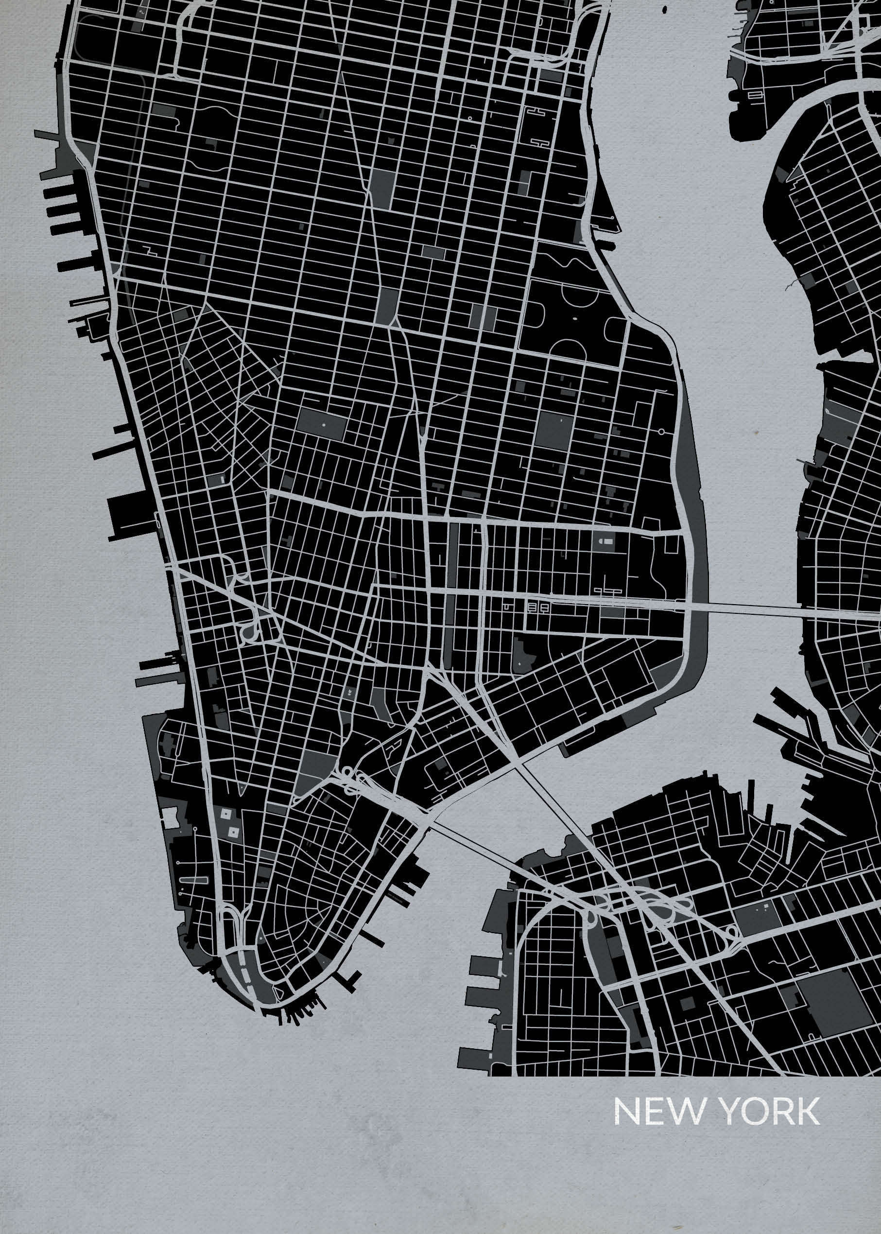 LS01552_S_MATTP - New York City Street Map Print Charcoal