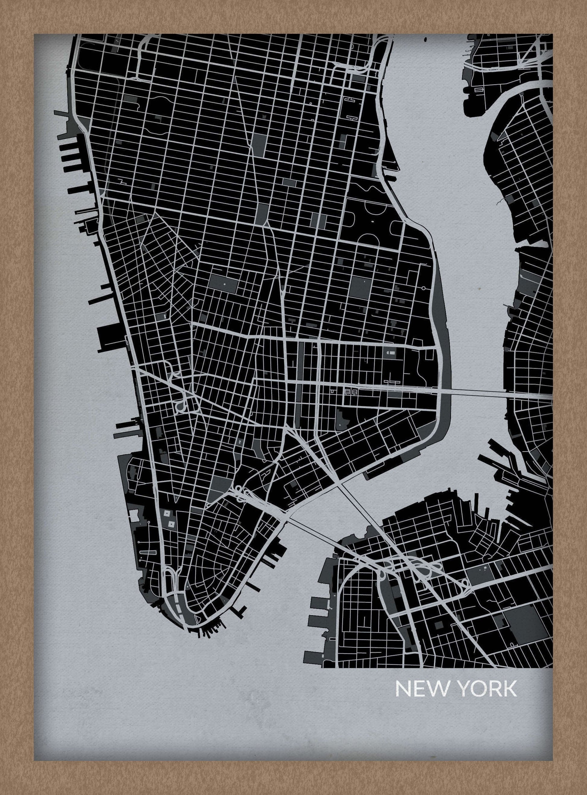 LS01552_3_WDOAK - New York City Street Map Print Charcoal