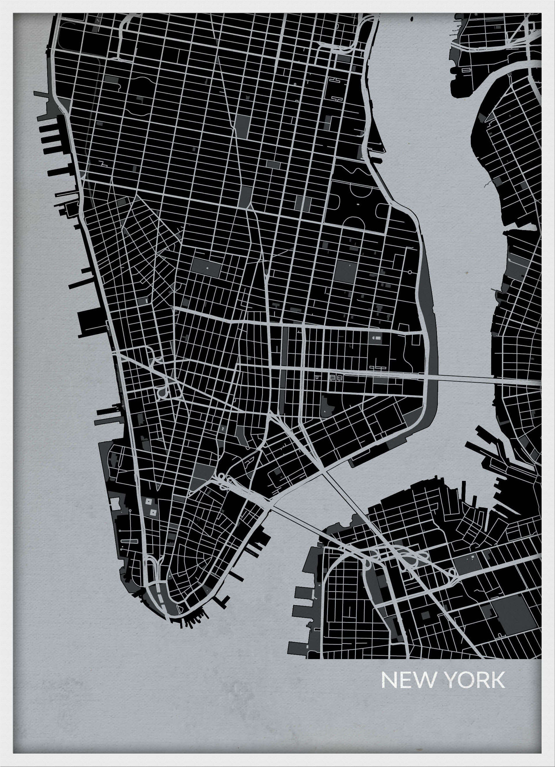 LS01552_3_WDWHI - New York City Street Map Print Charcoal