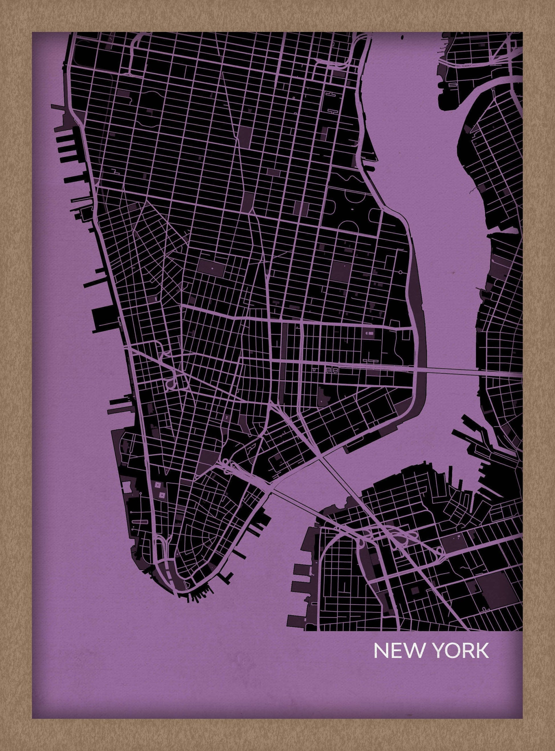 LS01553_3_WDOAK - New York City Street Map Print Mauve