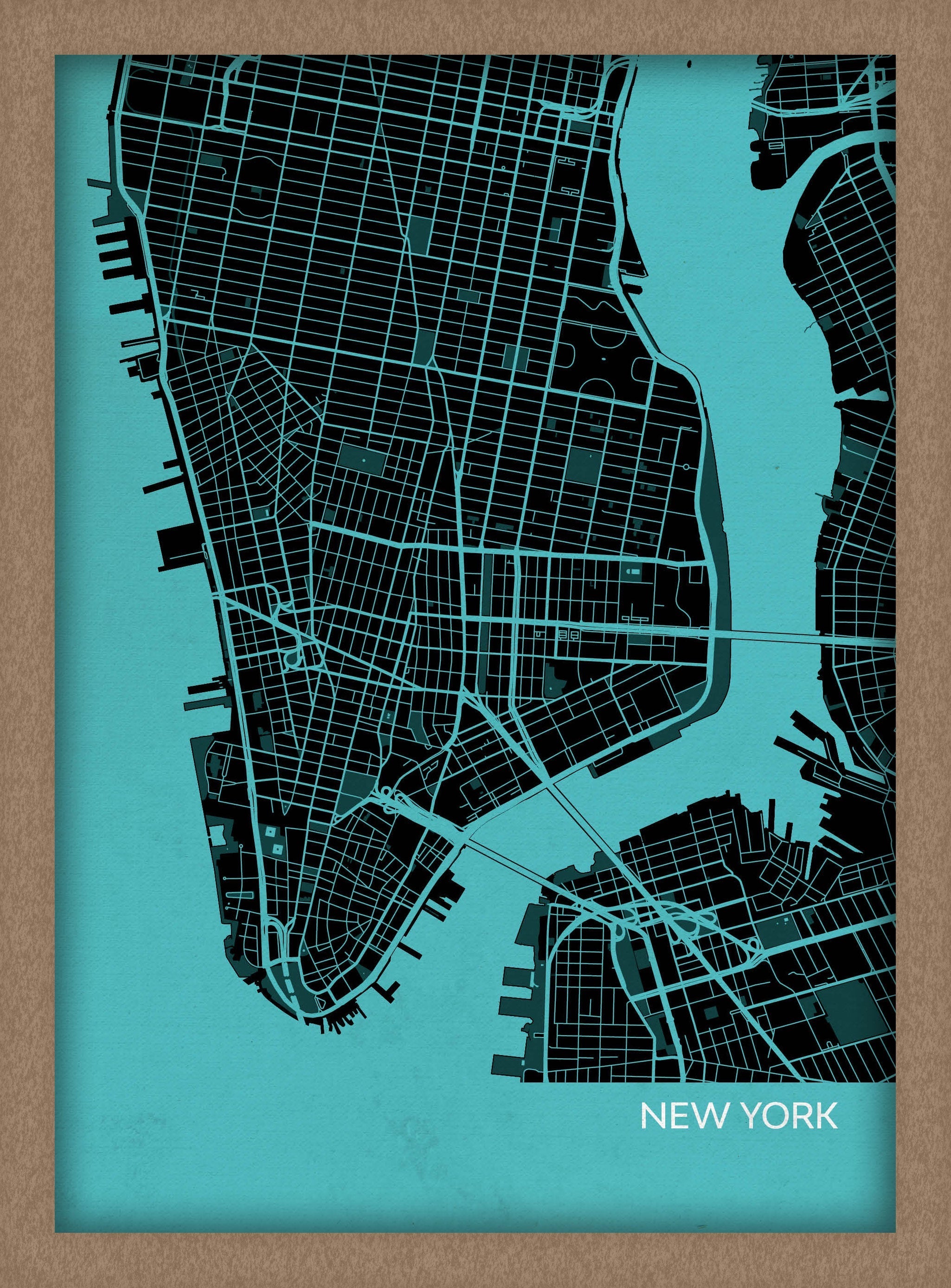 LS01563_3_WDOAK - New York City Street Map Print Turquoise