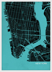 LS01563_S_WDWHI - New York City Street Map Print Turquoise