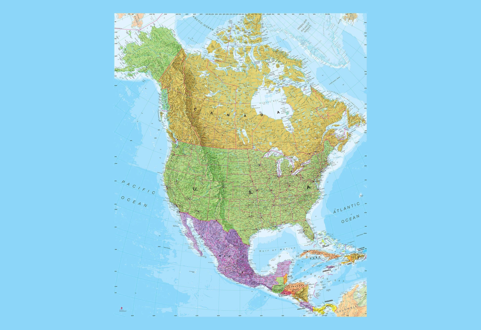 WP01551_X_WPSAM - North America Political Map Wallpaper