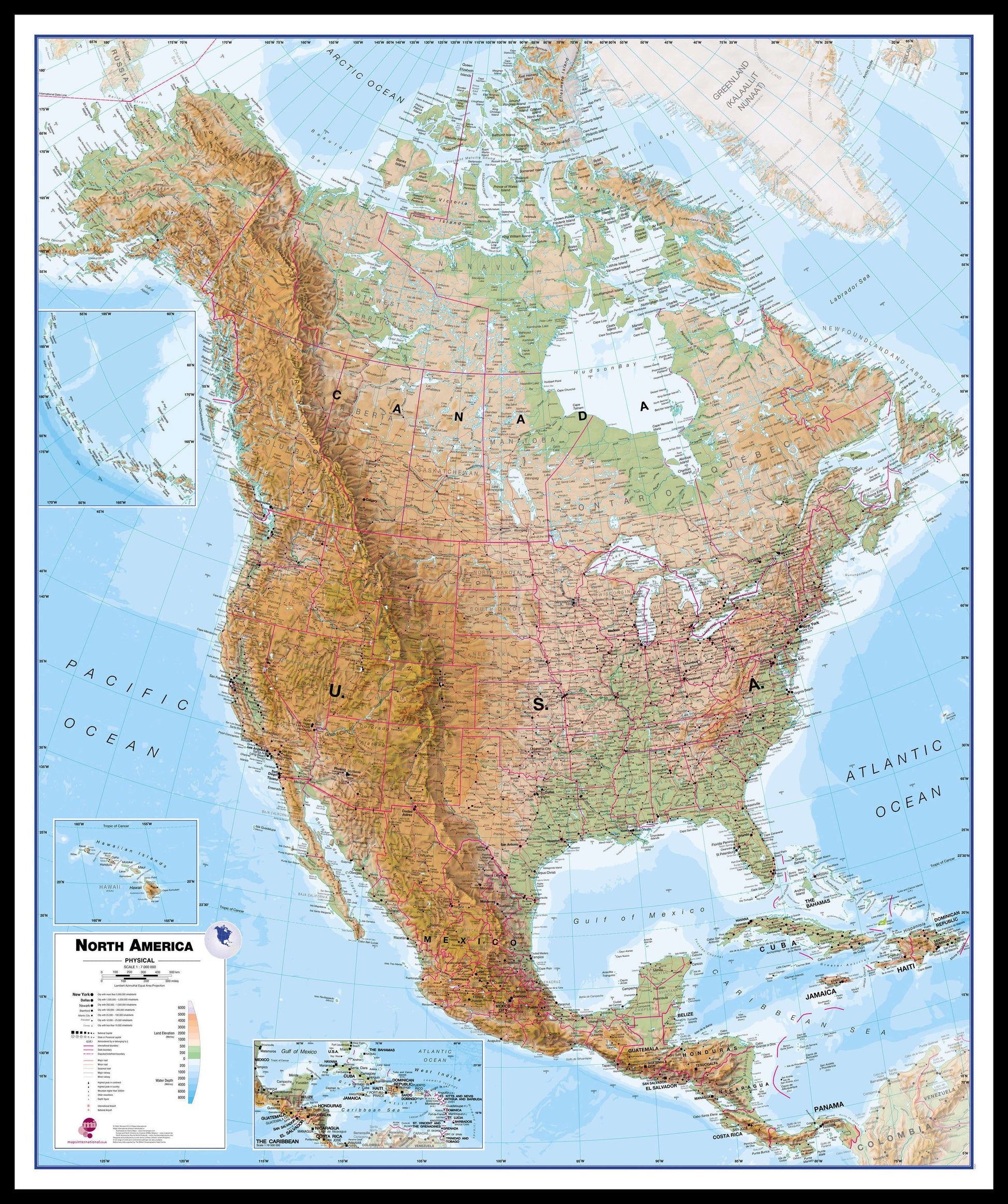 CT00411_L_LBDBL - North America Wall Map Physical
