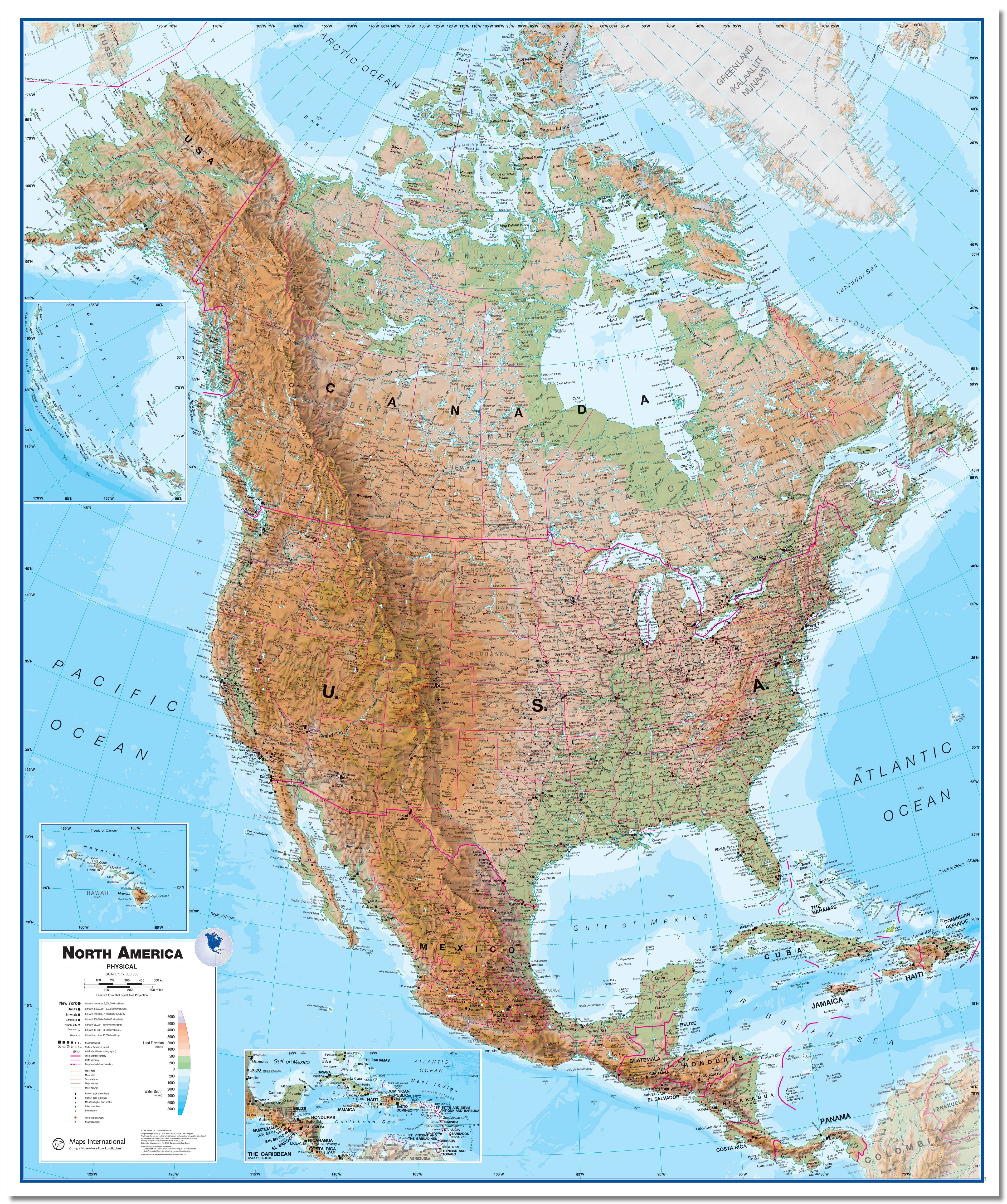CT00411_L_LMBRD - North America Wall Map Physical