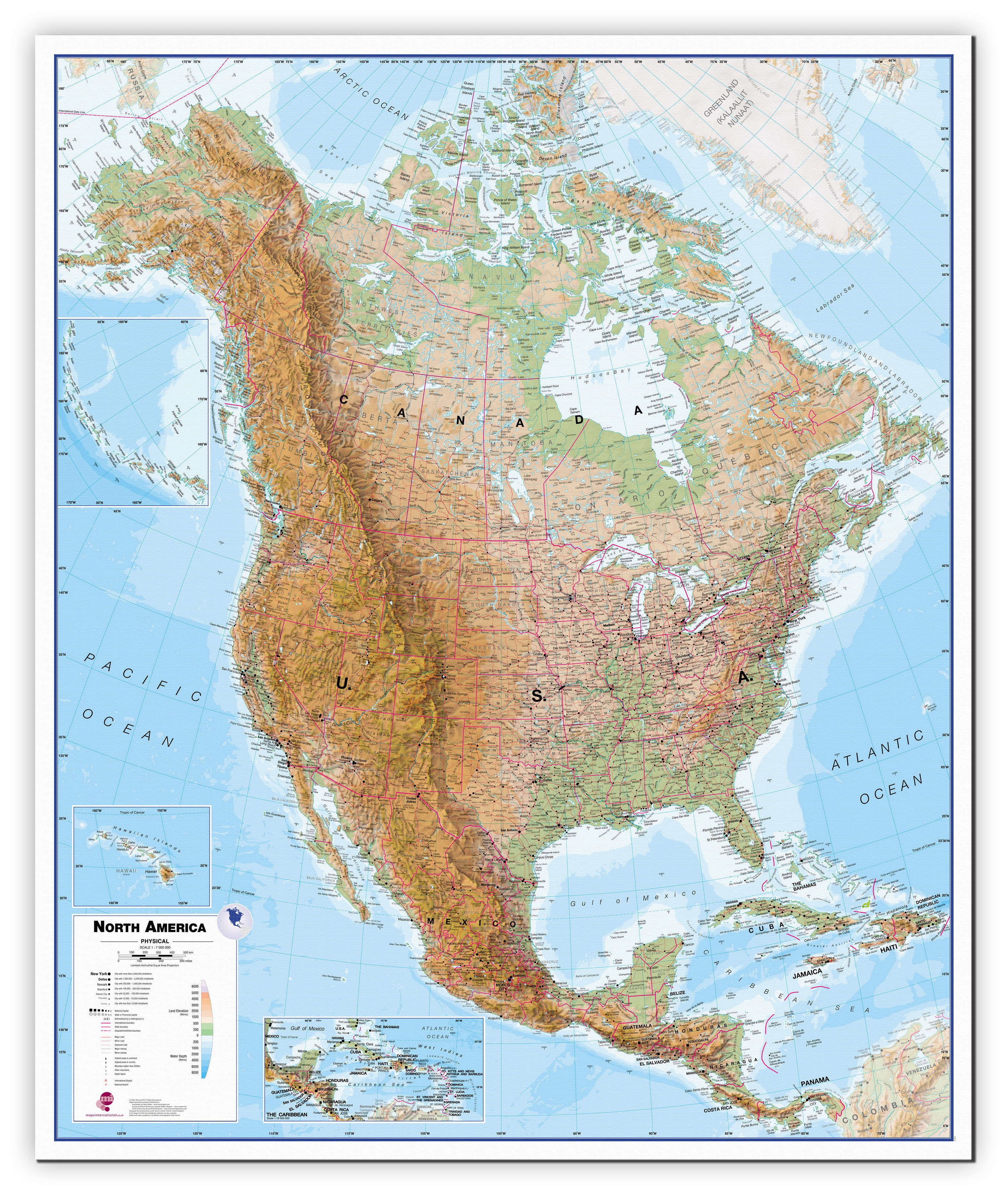 CT00411_L_CANVA - North America Wall Map Physical