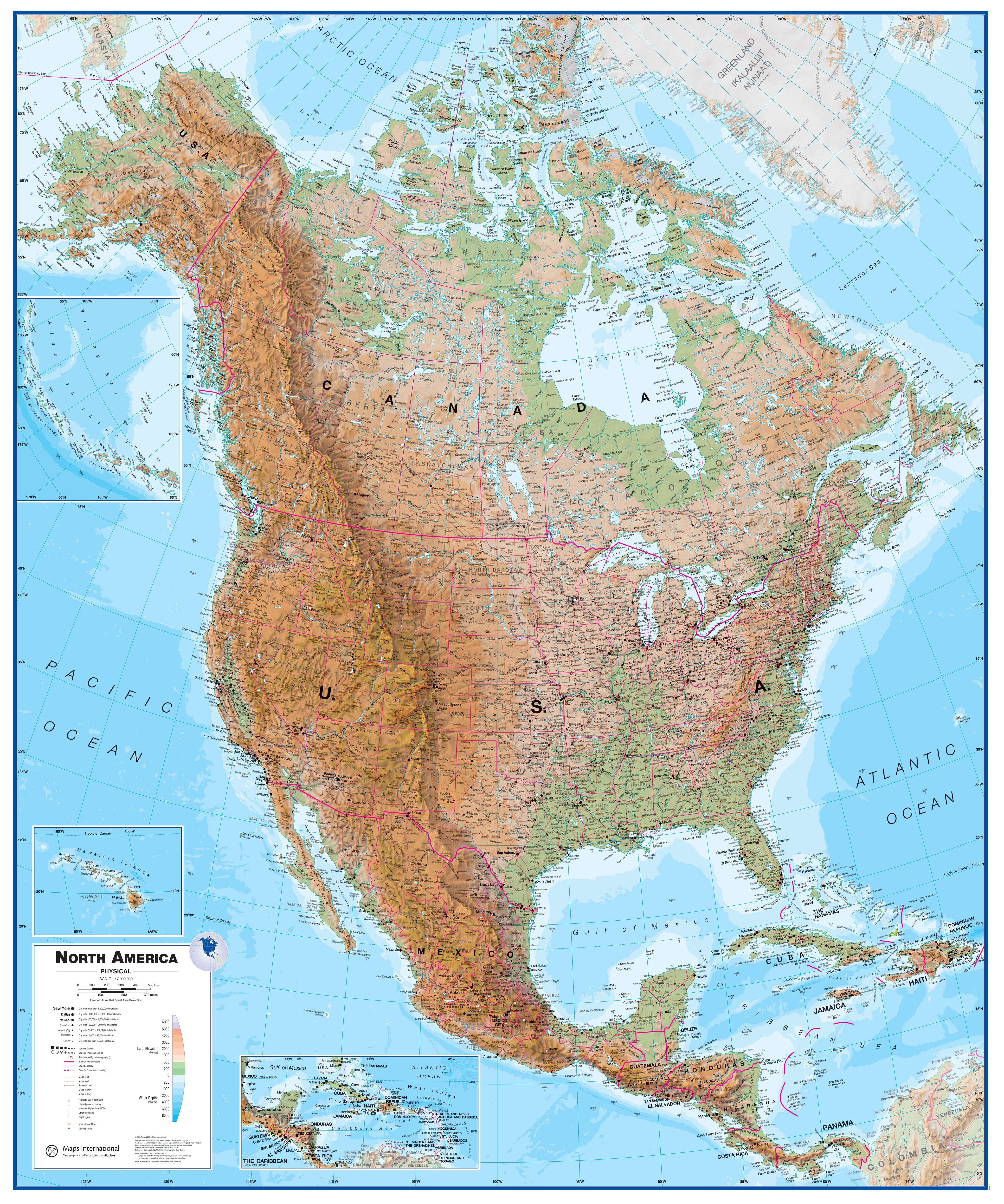 CT00411_H_PAPER - North America Wall Map Physical
