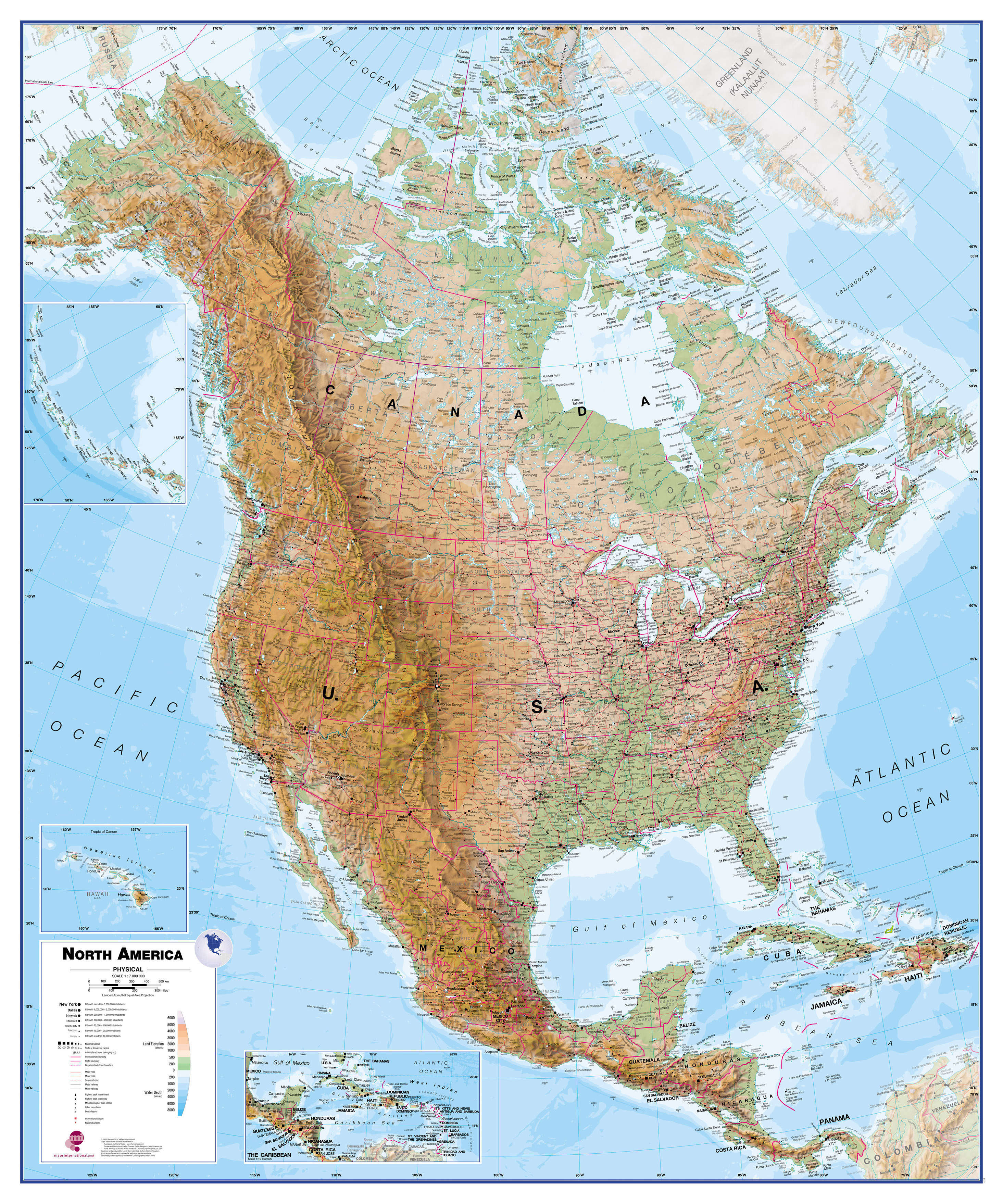 CT00411_L_PAPER - North America Wall Map Physical