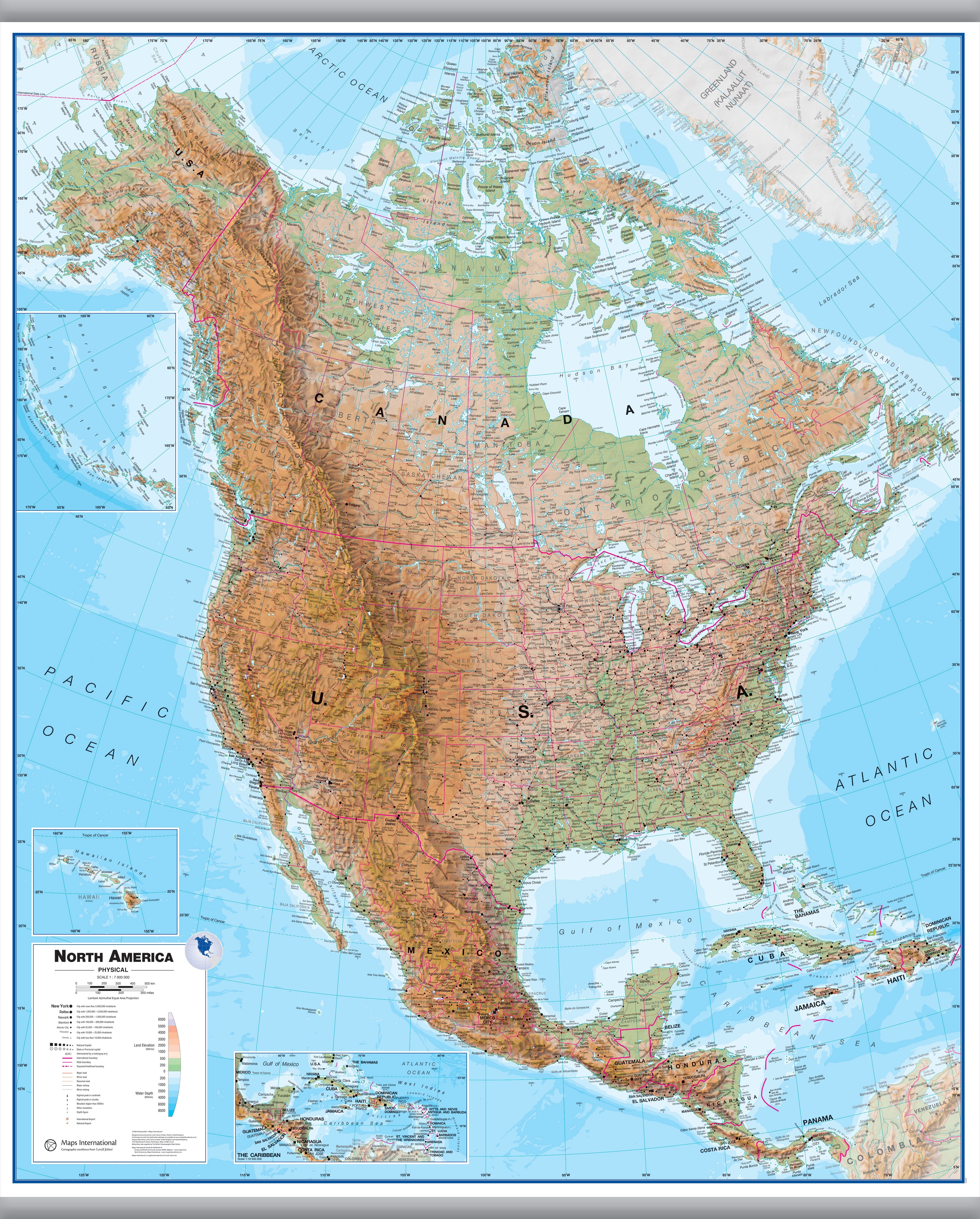 CT00411_L_LAMHB - North America Wall Map Physical