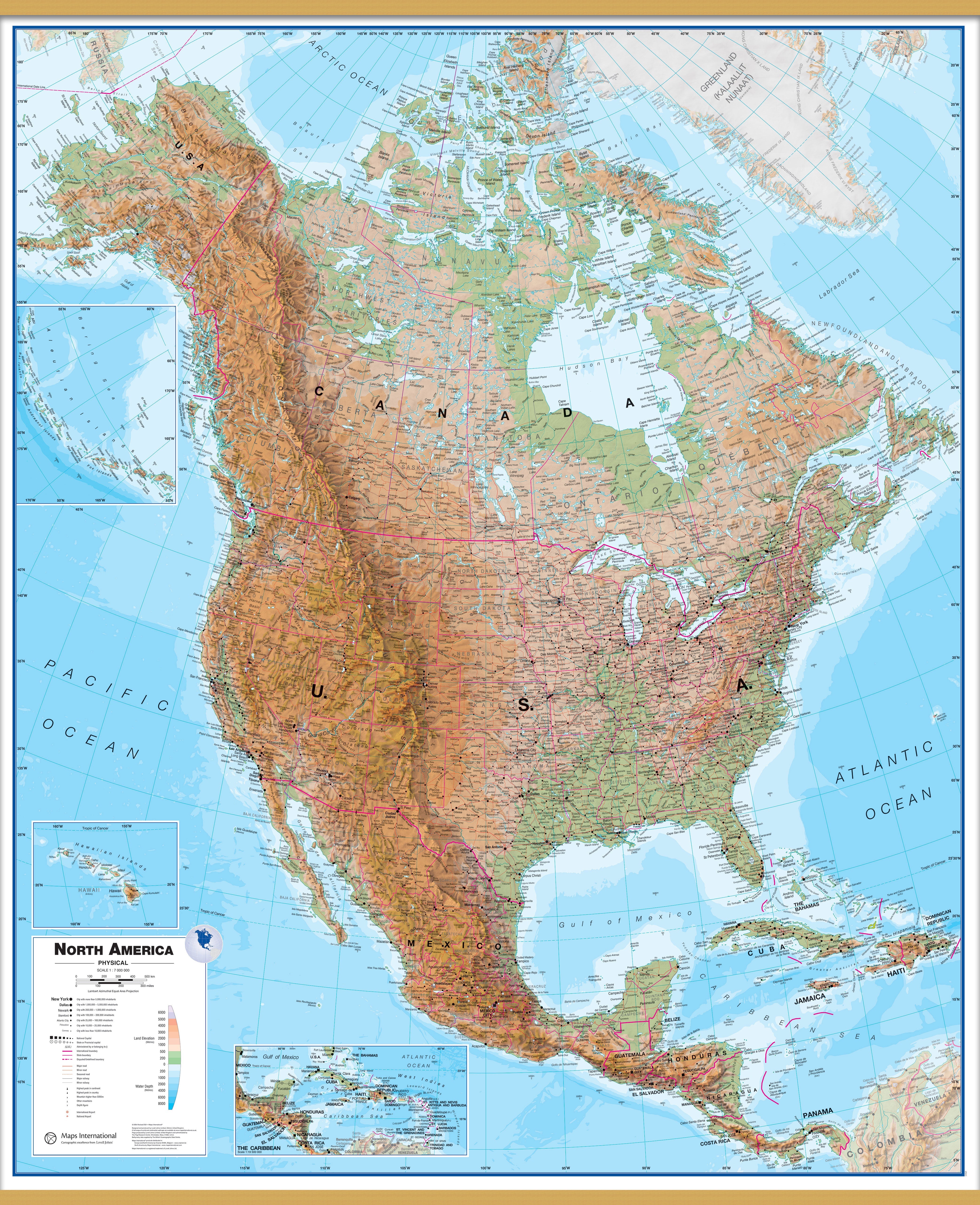 CT00411_L_LWDHB - North America Wall Map Physical