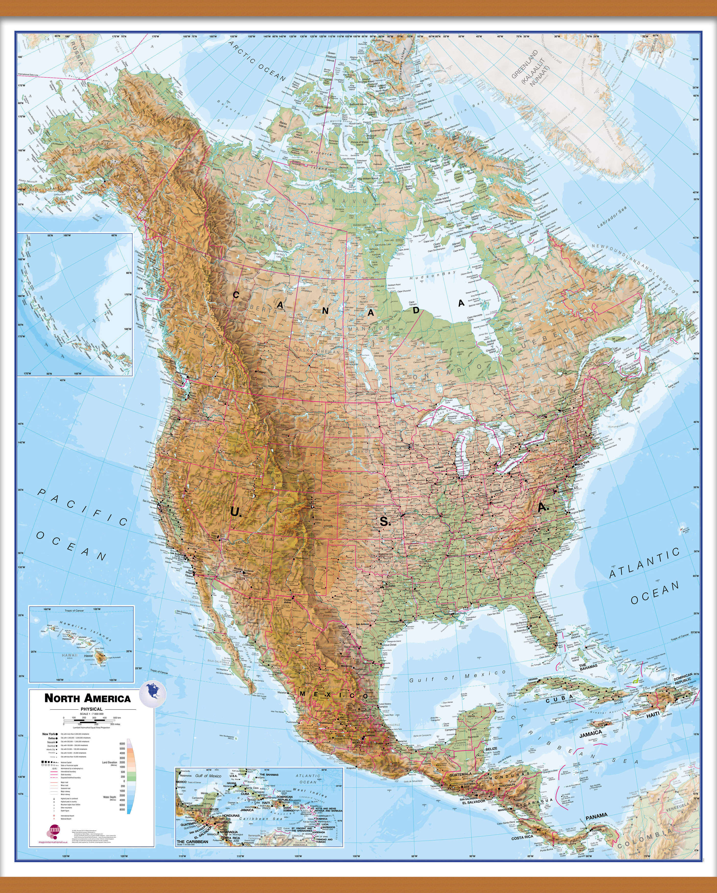 CT00411_H_LWDHB - North America Wall Map Physical