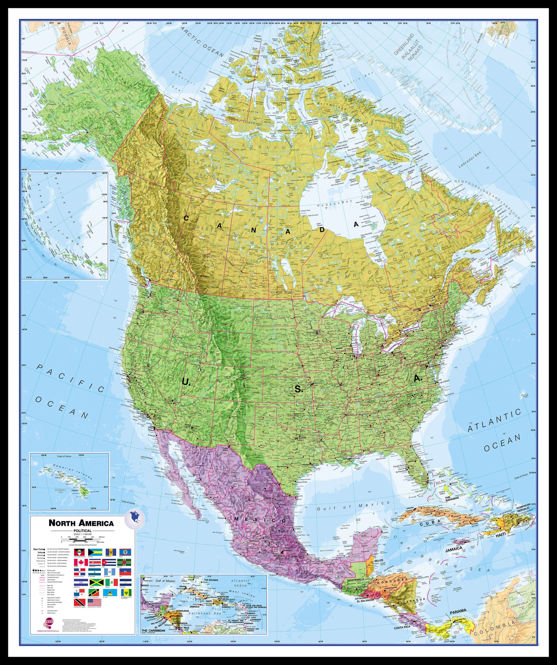 CT00018_H_LBDBL - North America Wall Map Political