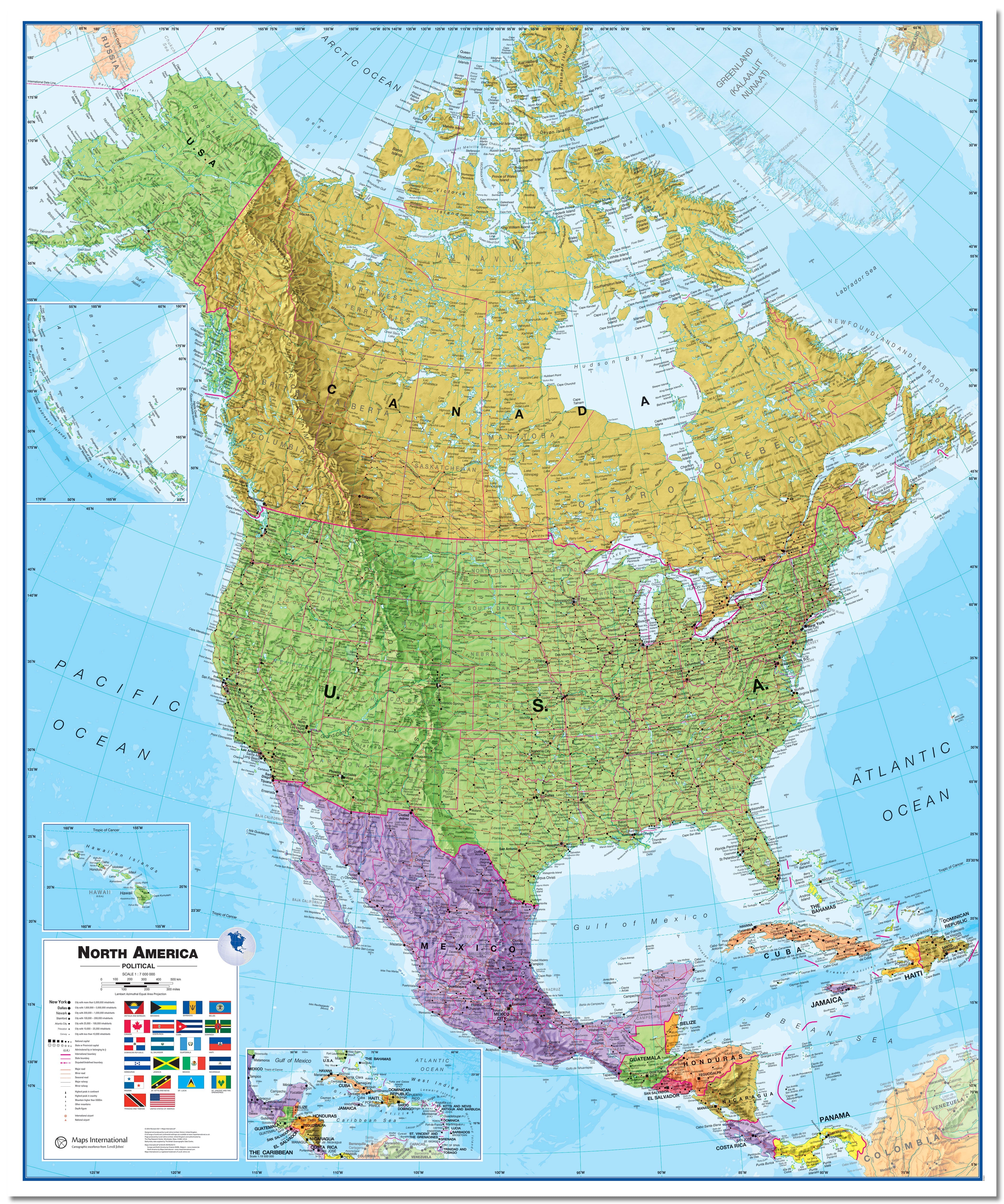 CT00018_L_LMBRD - North America Wall Map Political