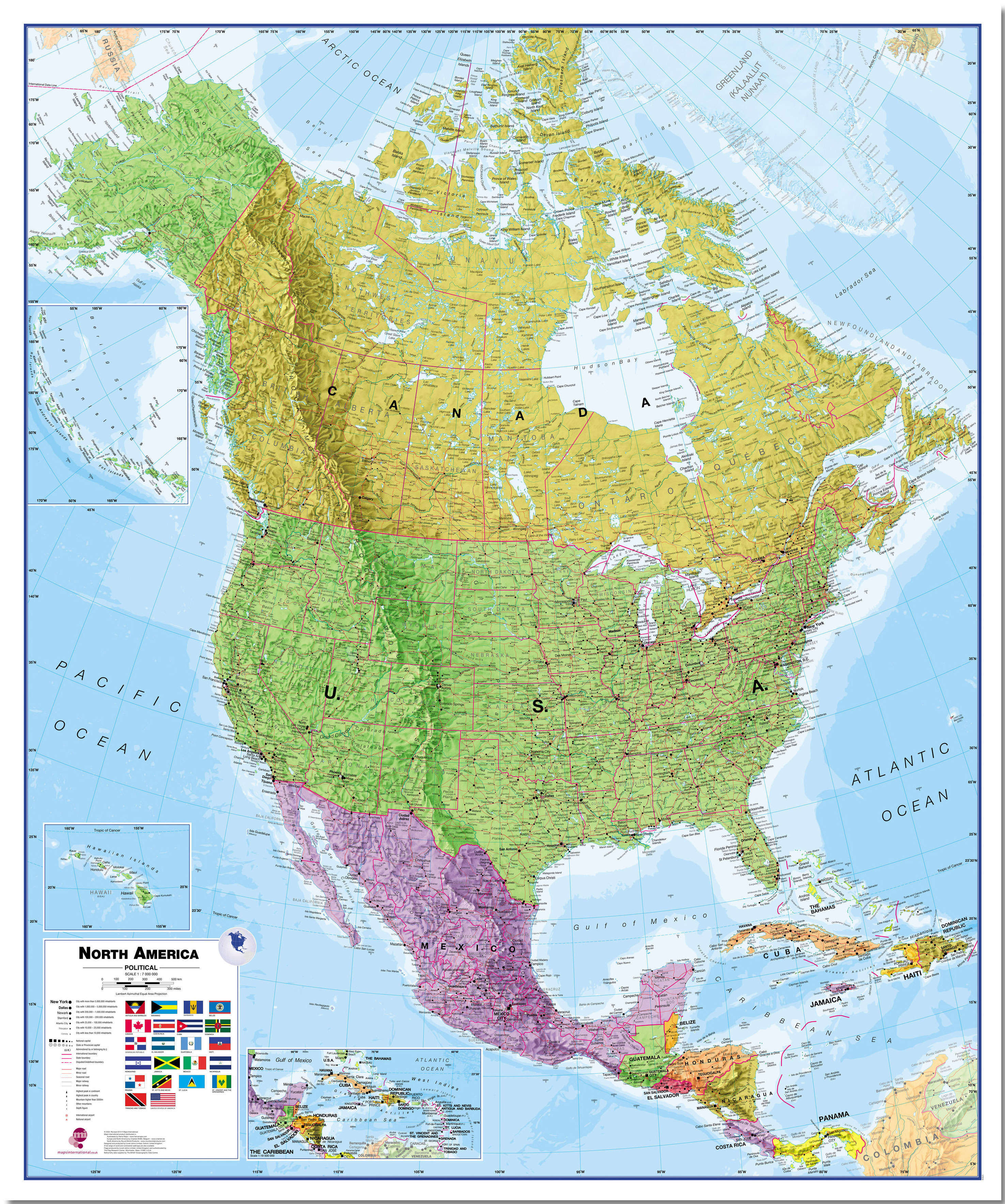 CT00018_H_LMBRD - North America Wall Map Political