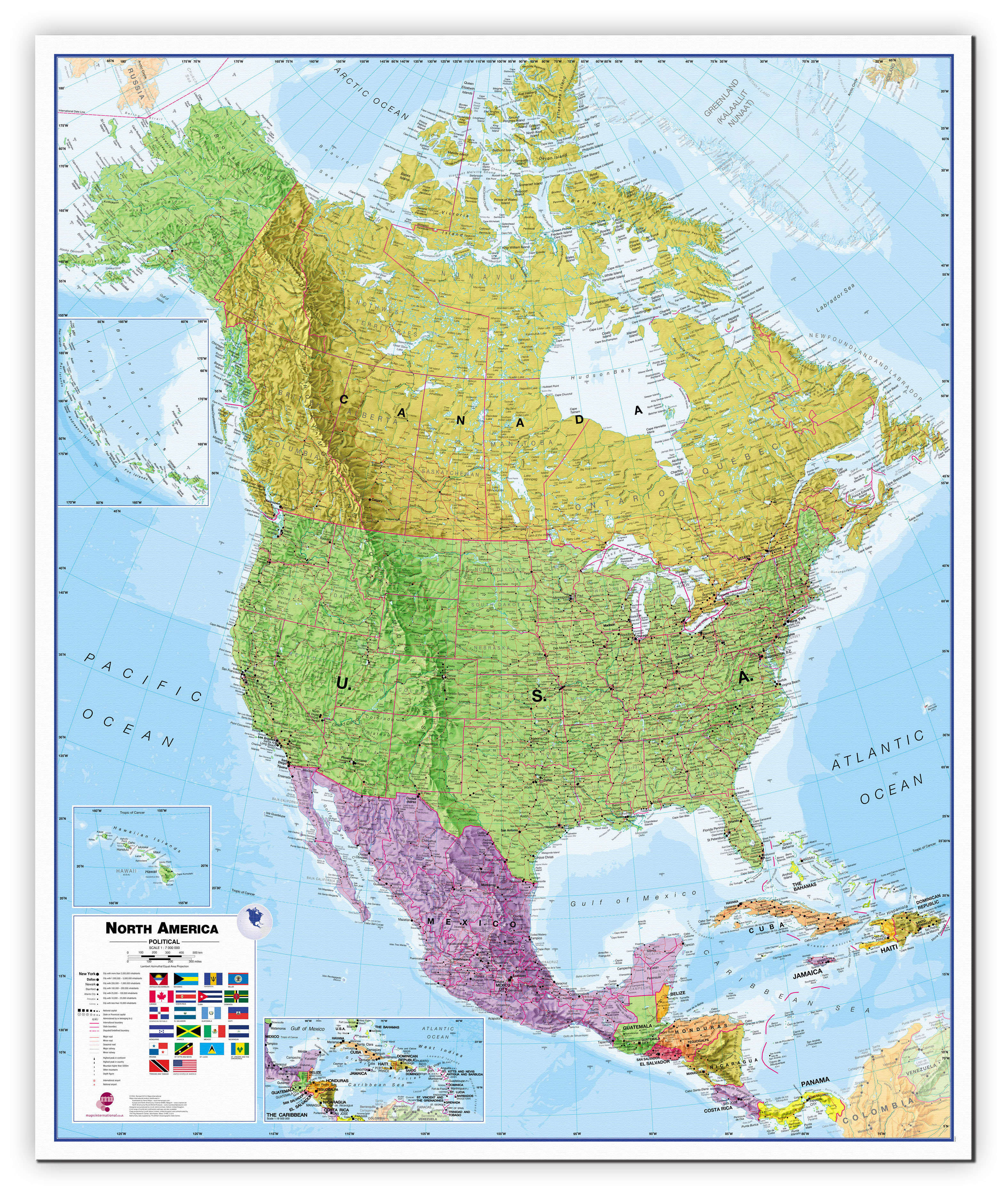 CT00018_L_CANVA - North America Wall Map Political