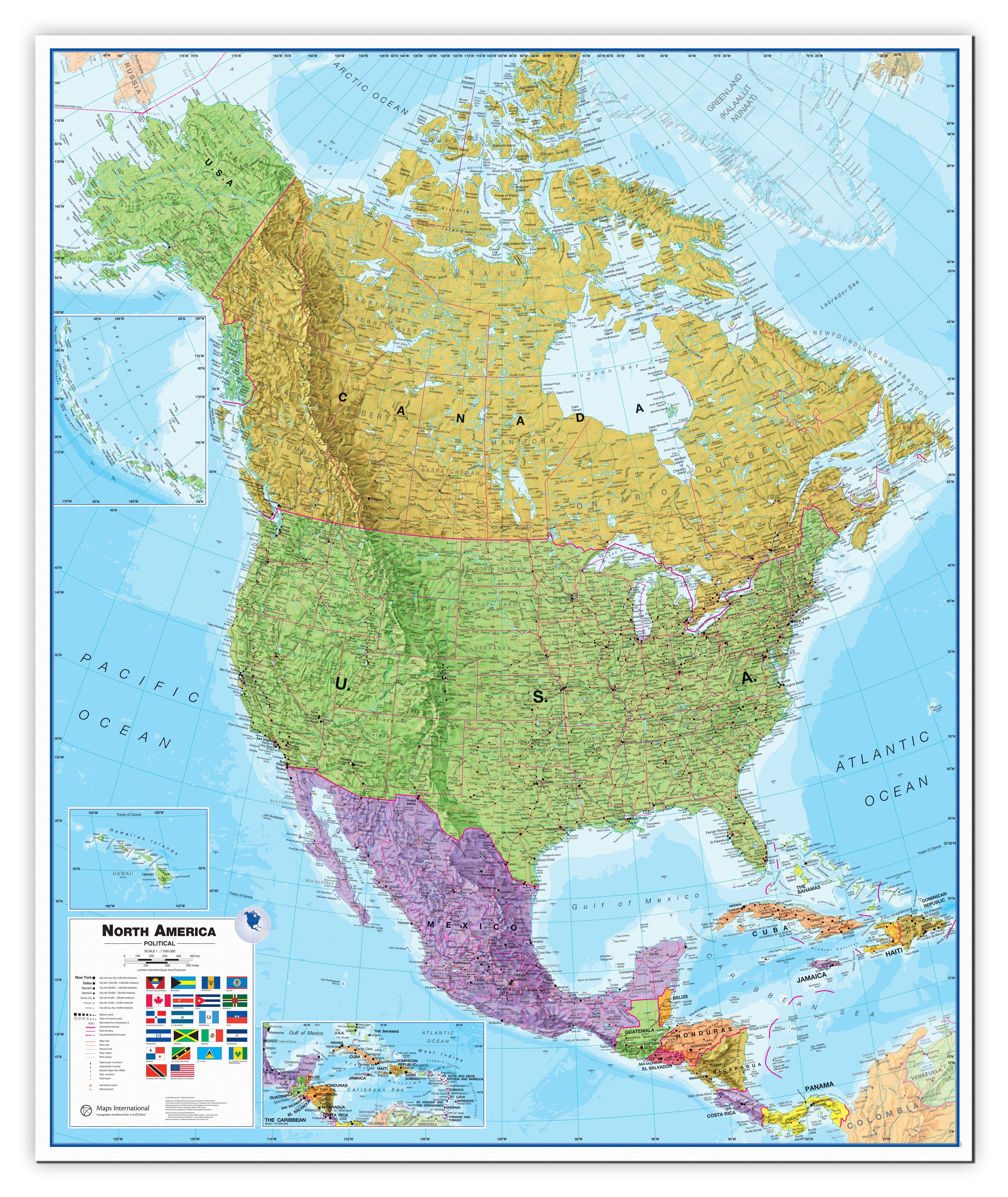 CT00018_L_CANVA - North America Wall Map Political