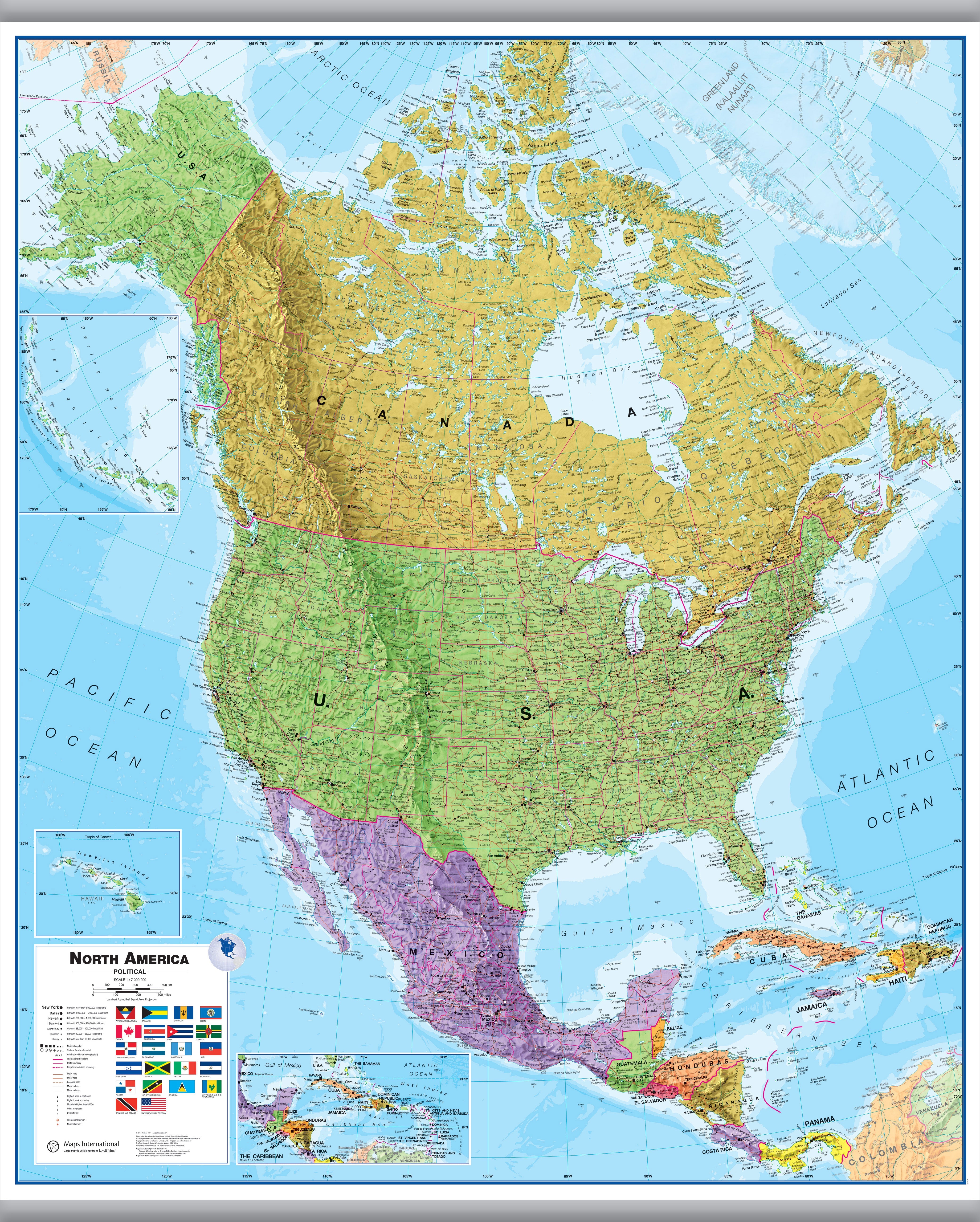 CT00018_H_LAMHB - North America Wall Map Political